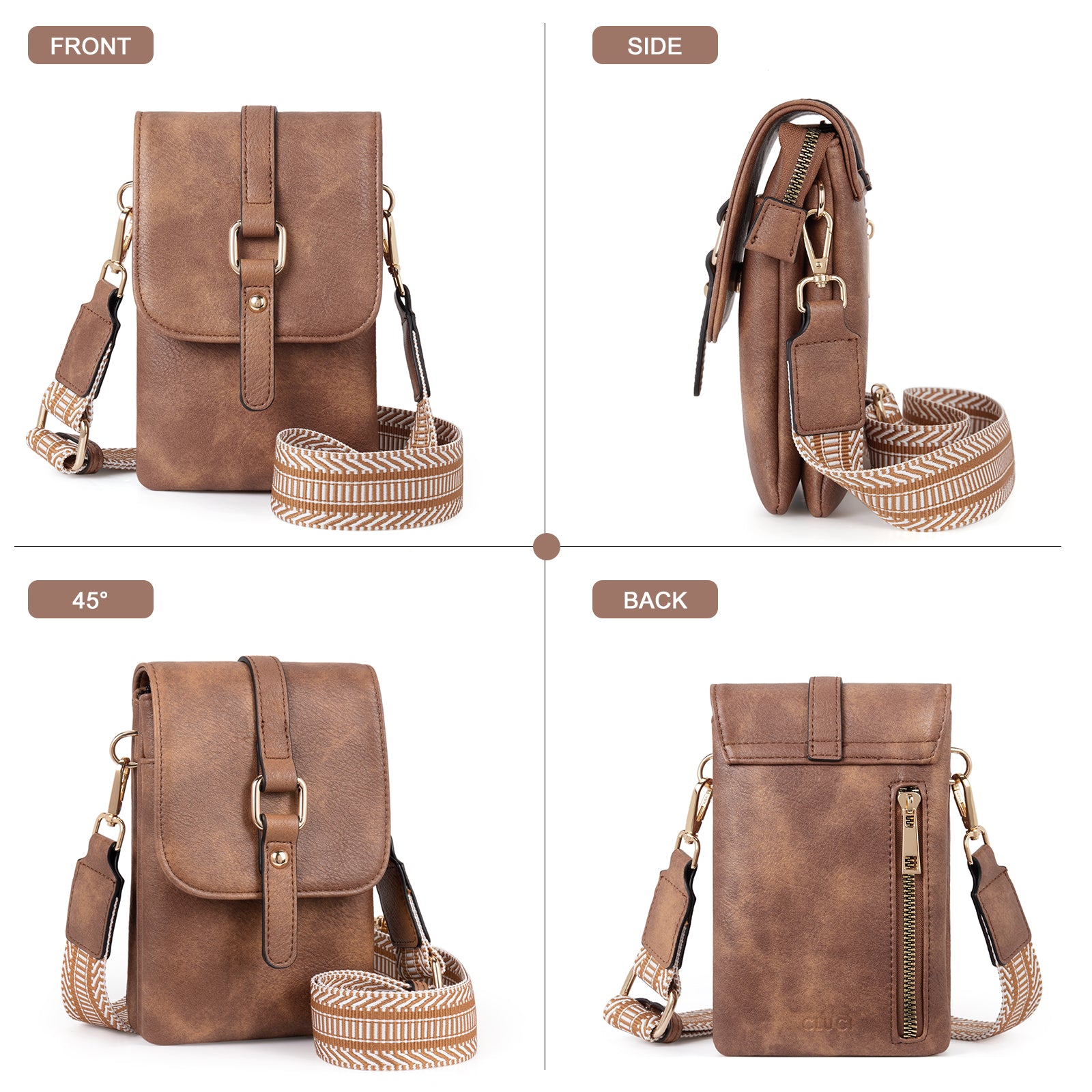 CLUCI Small Crossbody Bags for Women Trendy Leather Cell Phone Shoulder Purses with Adjustable Strap
