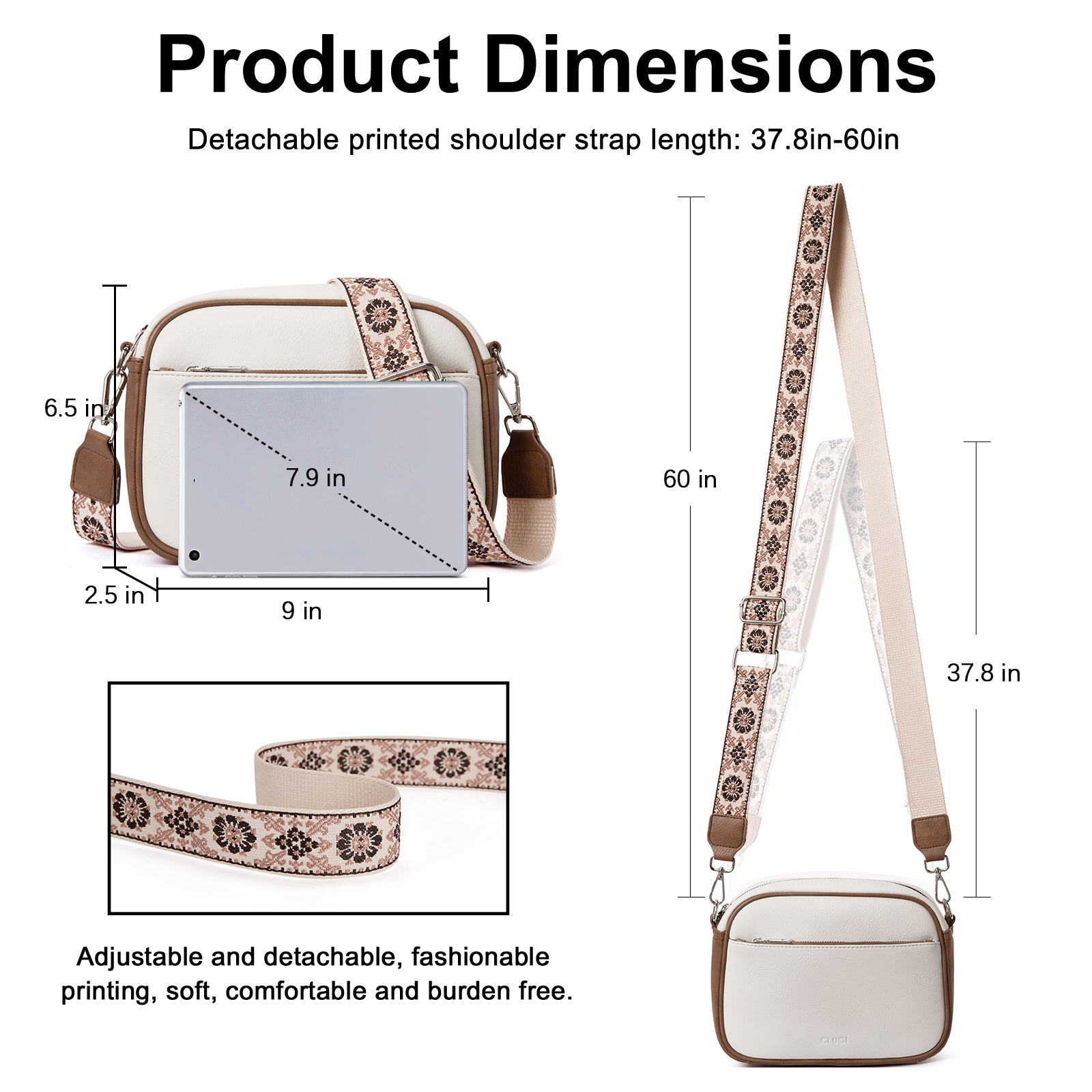 Vegan Leather Crossbody Bags for Women Trendy with Adjustable Wide Strap