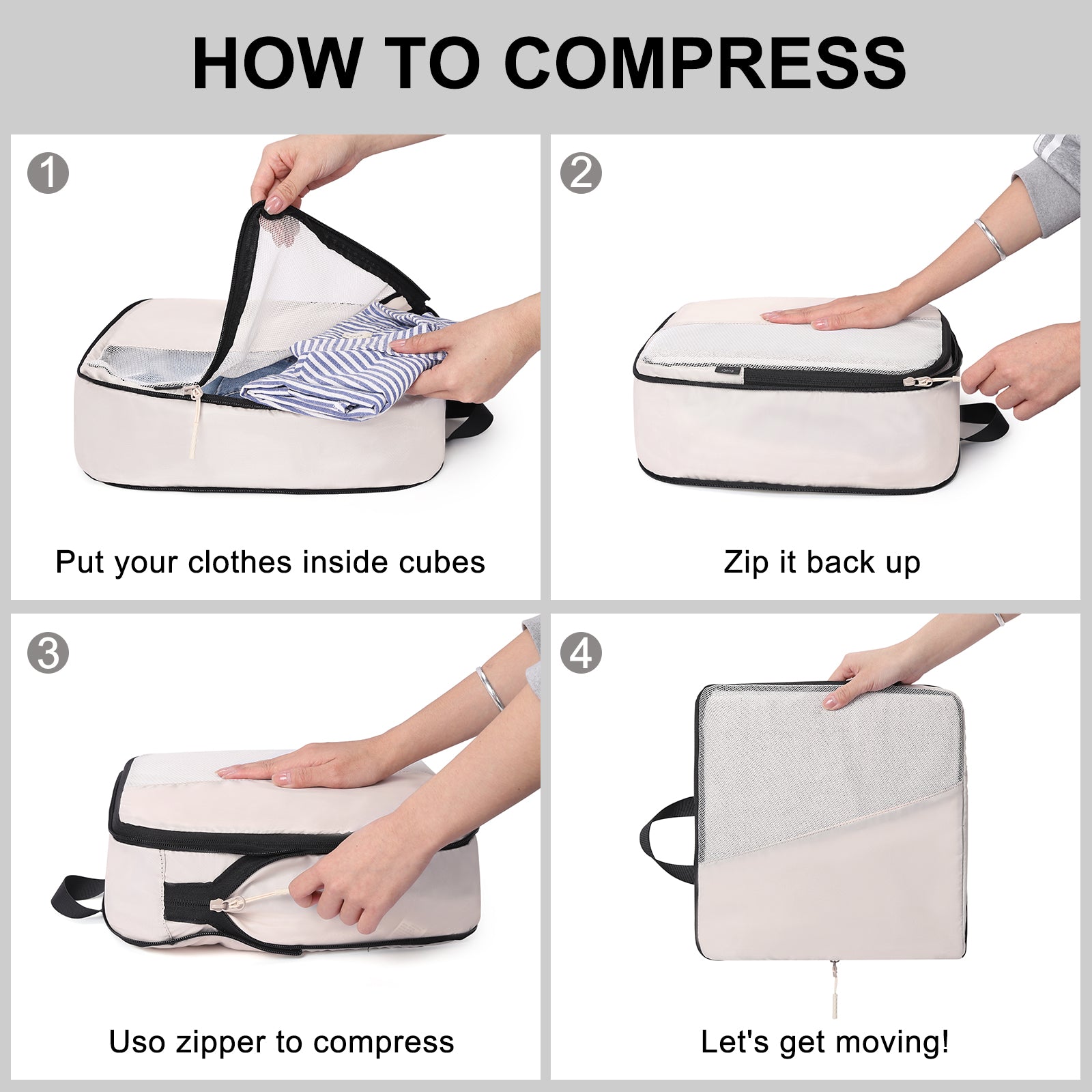 CLUCI Ultralight Packing Cubes 7 Set,Travel Essentials include 2 Compression Packing Cubes for Suitcase 2 Packing Organizers With 1 Shoe Bag,1makeup bag and 1 Medicine bag