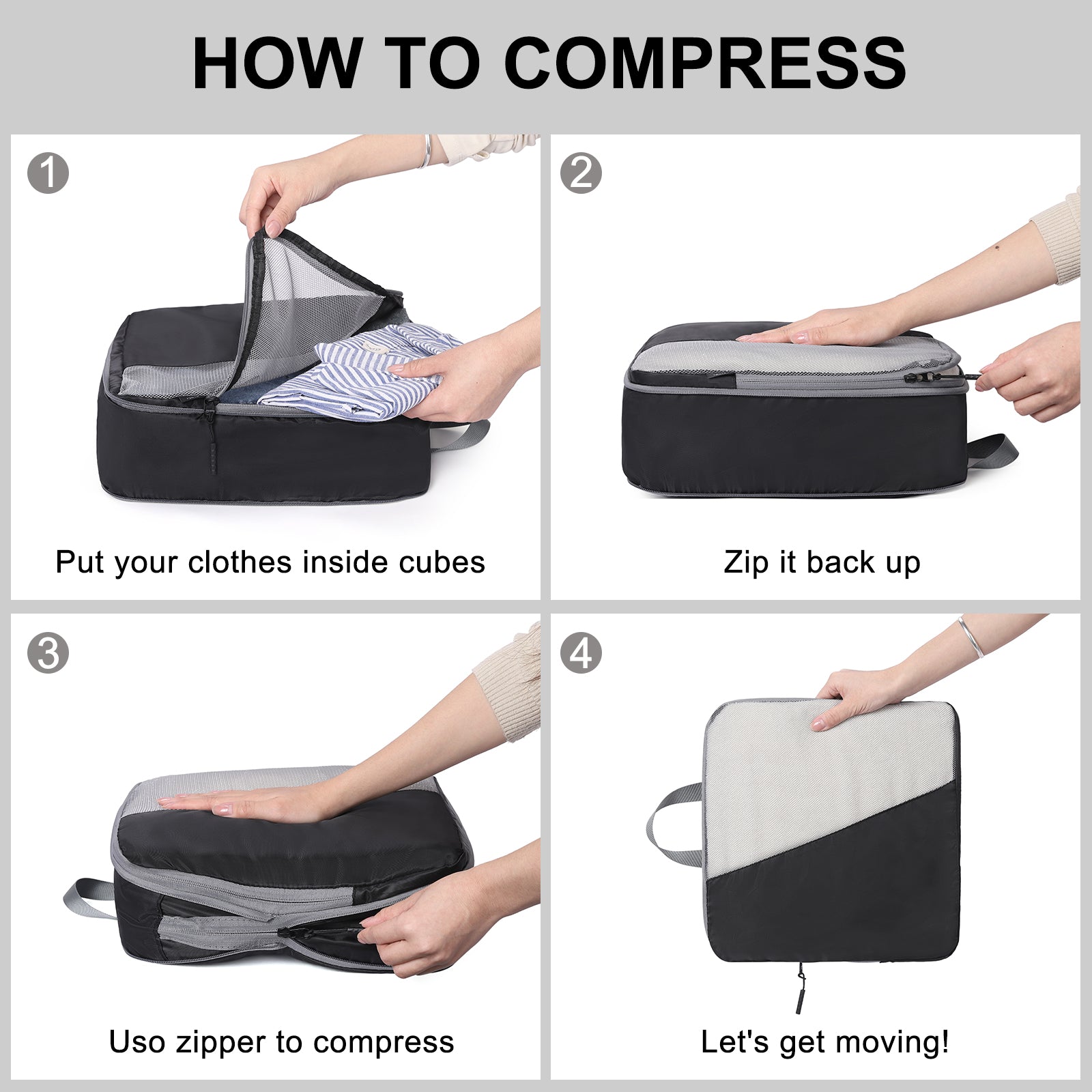 CLUCI Ultralight Packing Cubes 7 Set,Travel Essentials include 2 Compression Packing Cubes for Suitcase 2 Packing Organizers With 1 Shoe Bag,1makeup bag and 1 Medicine bag
