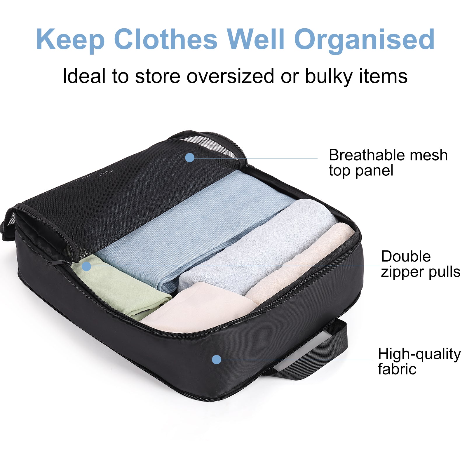Compression Packing Cubes for Suitcase,CLUCI 4 Set Travel Essentials Organizer Bags for Luggage Travel Accessories