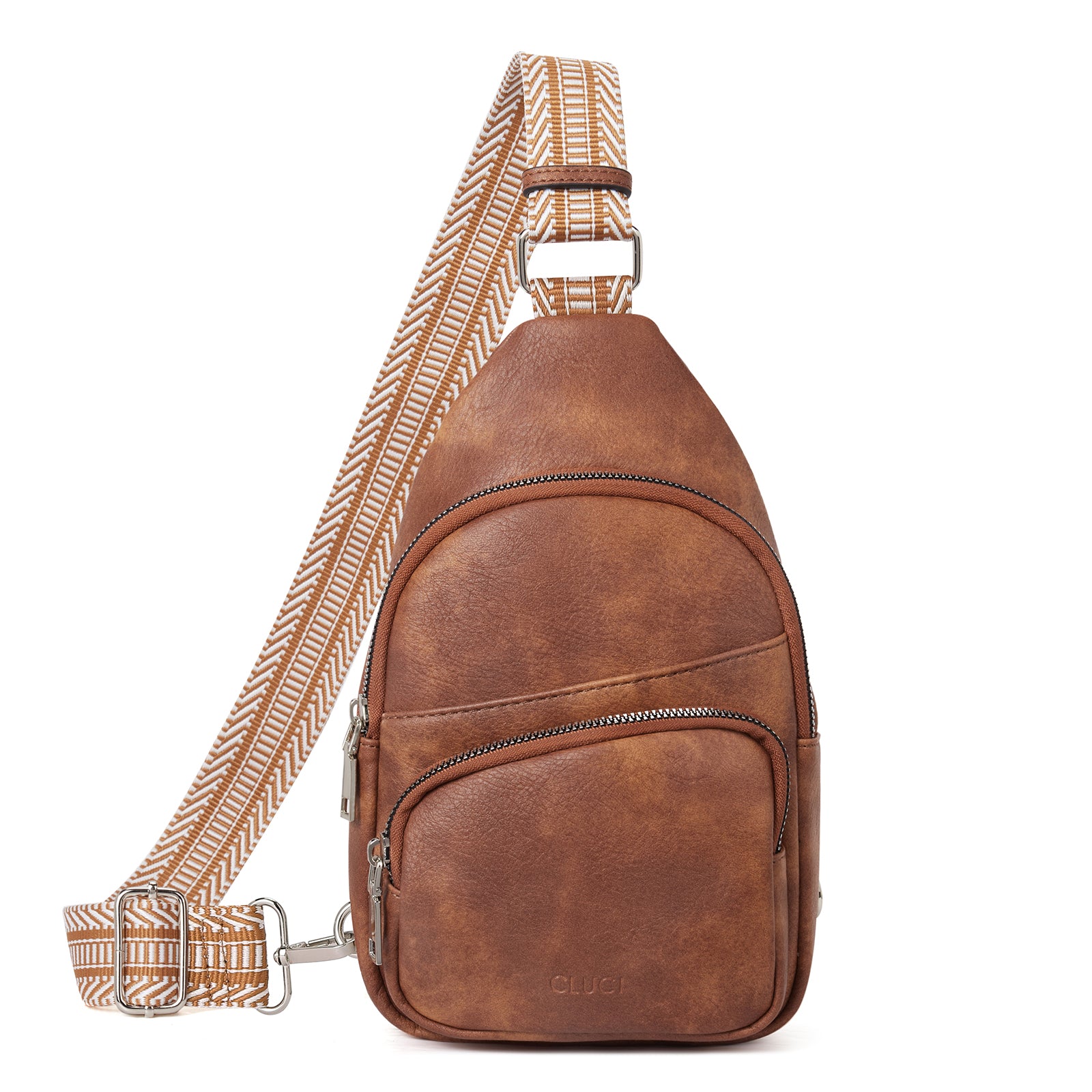 CLUCI Vegan Leather Sling Bag for Women Fanny Pack Crossbody Bags Chest Bag With Guitar Strap