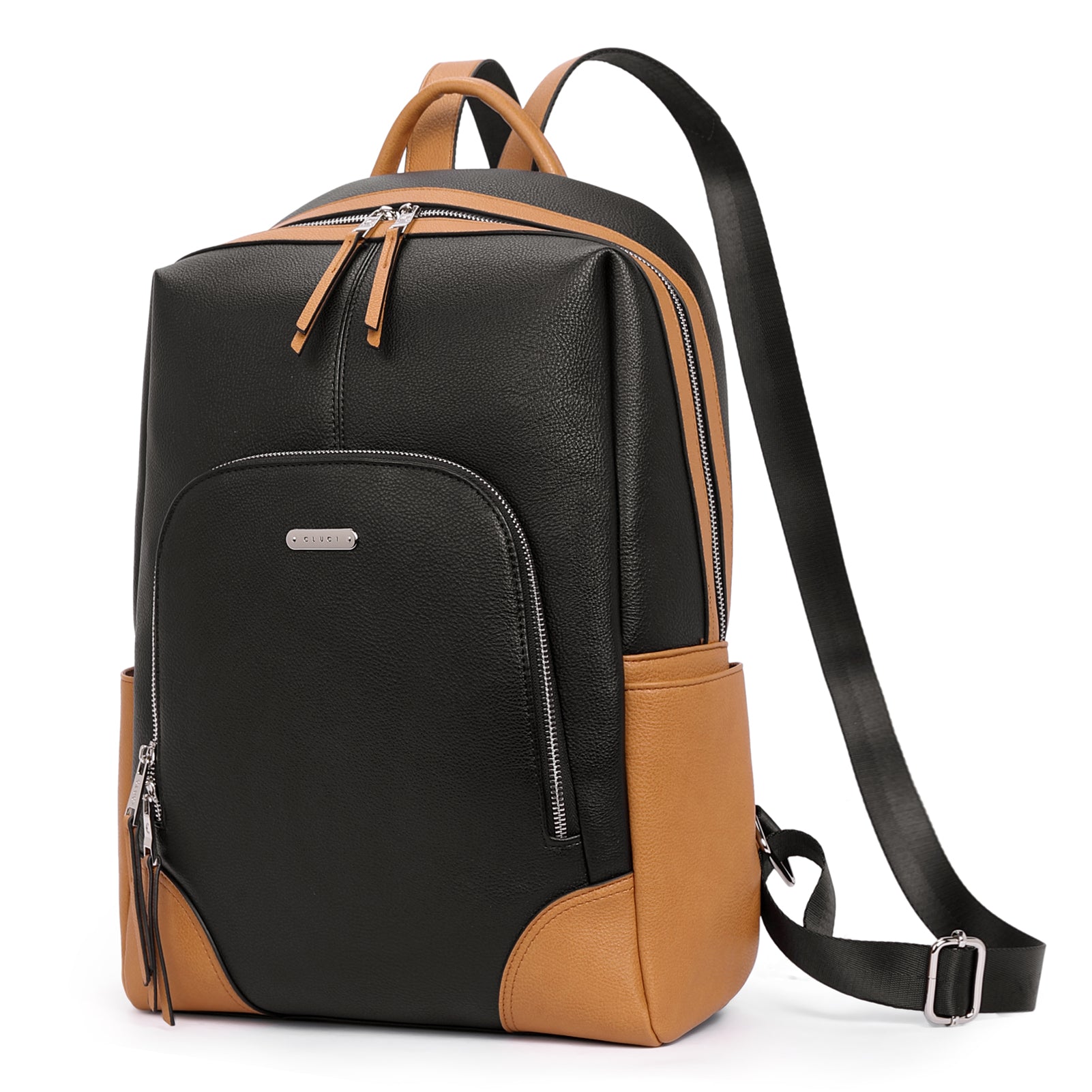 CLUCI Womens Laptop Backpack Leather 15.7 Inch Computer Backpack College Travel Vintage Daypack