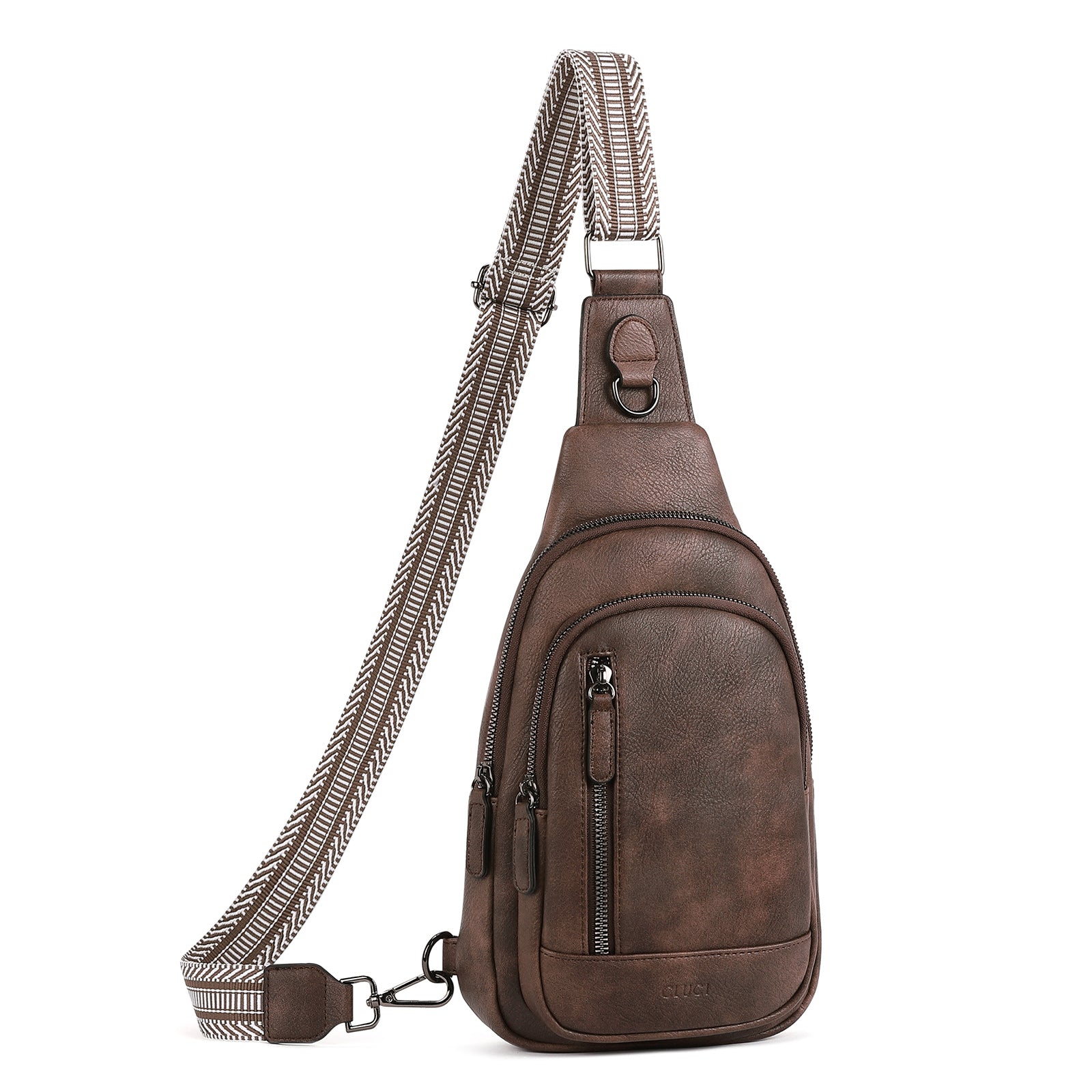 CLUCI Sling Bag for Women Crossbody Leather Large Sling Backpack Fanny Packs Chest Bag for Travel Hiking Cycling