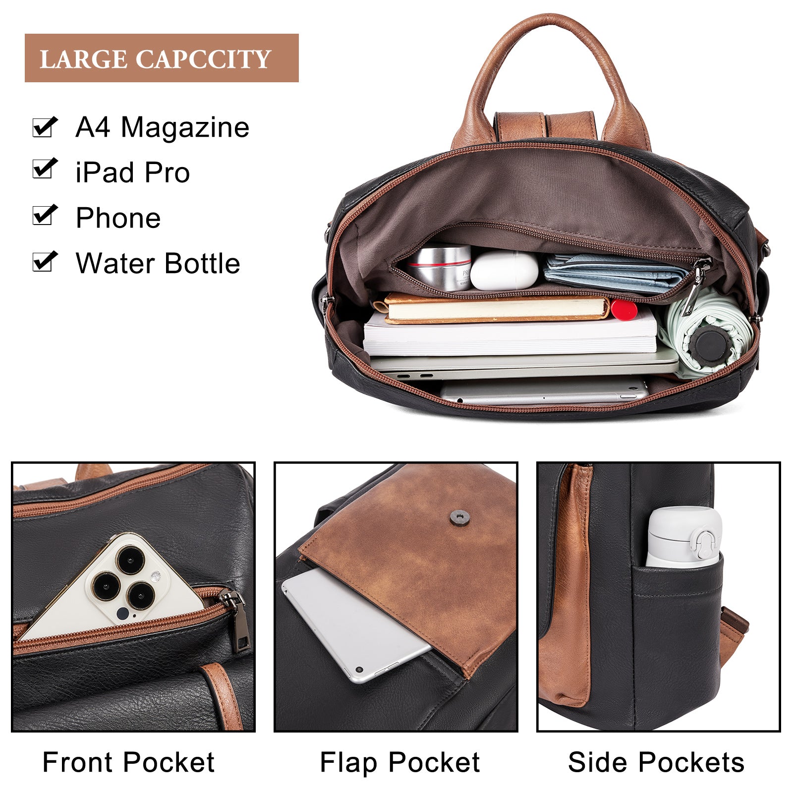 CLUCI Backpack Purse for Women Leather Backpack Purse Travel Fashion Convertible Designer Ladies Shoulder Bags