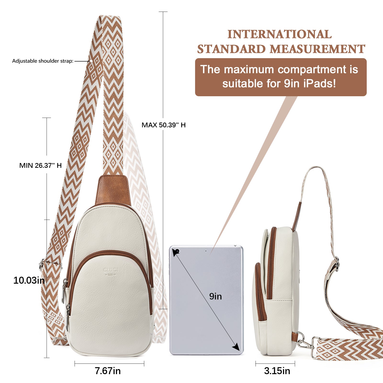 CLUCI Small PU Leather Sling Bag Crossbody Bag for Women Traveling Hiking Cycling