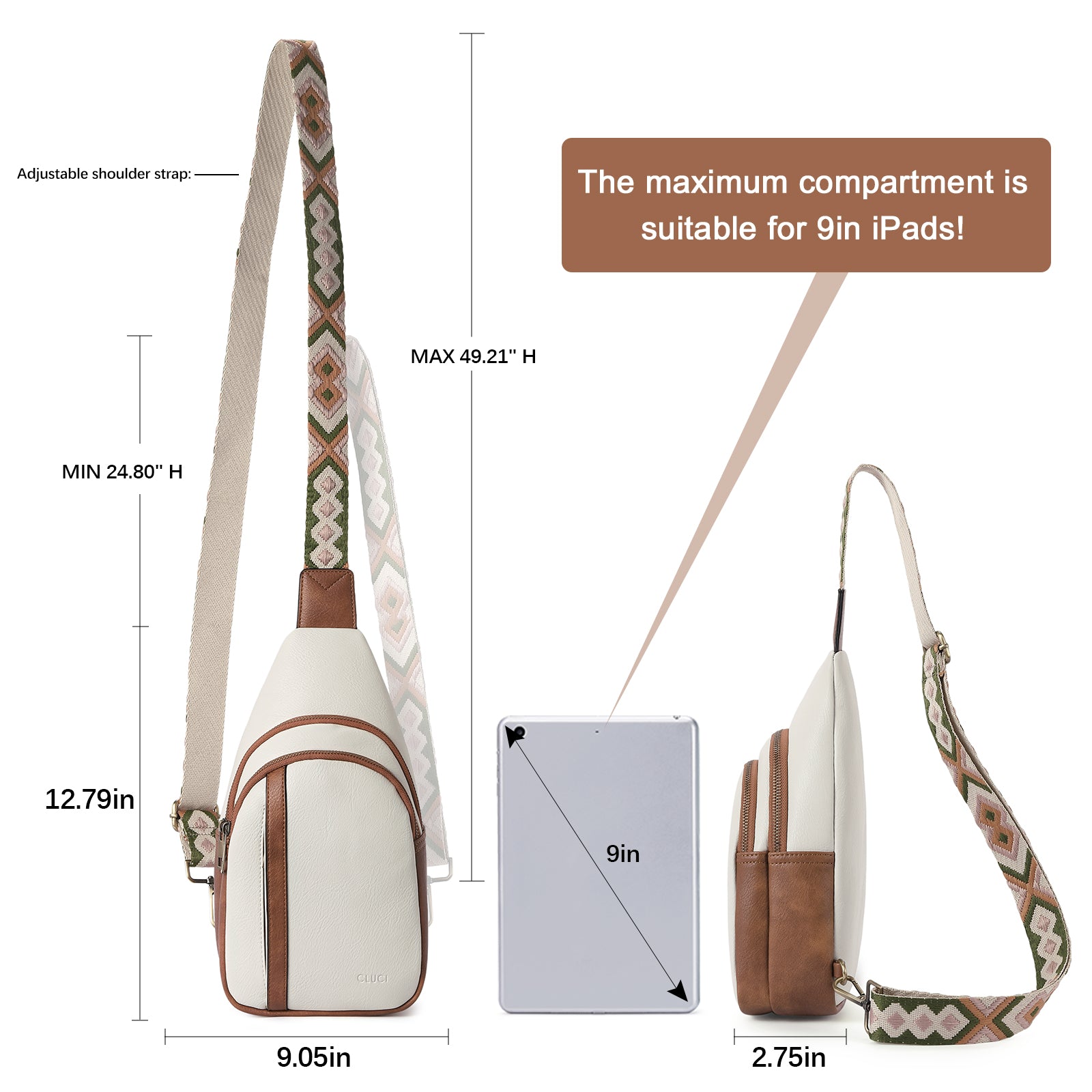 CLUCI Sling Bag Crossbody Bags for Woman Leather Cross Body Bag Sling Backpack Crossbody Chest Bag Daypack Travel