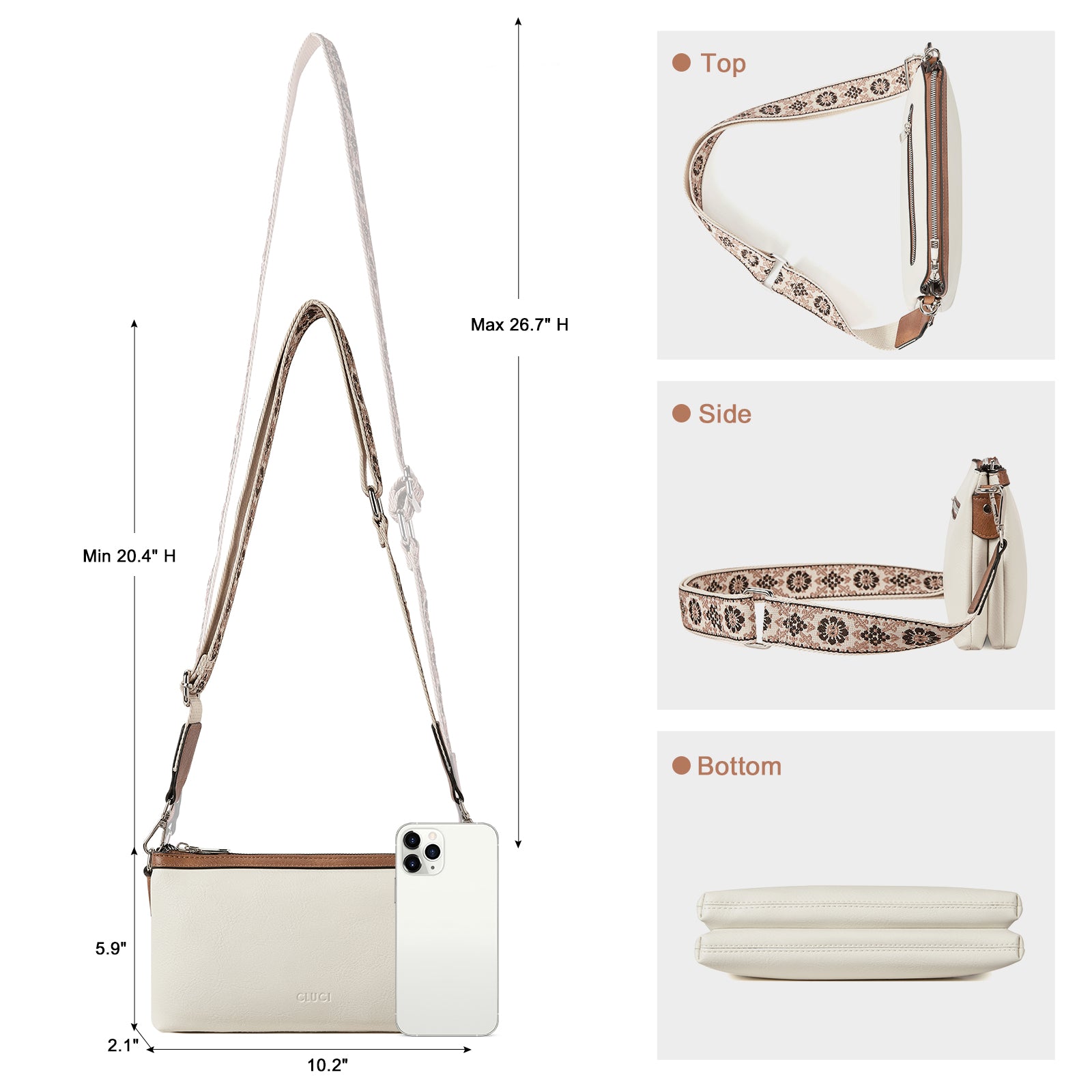 CLUCI Small Crossbody Bag for Women Trendy Vegan Leather Purse for Women Crossbody Bag with Adjustable Wide Strap