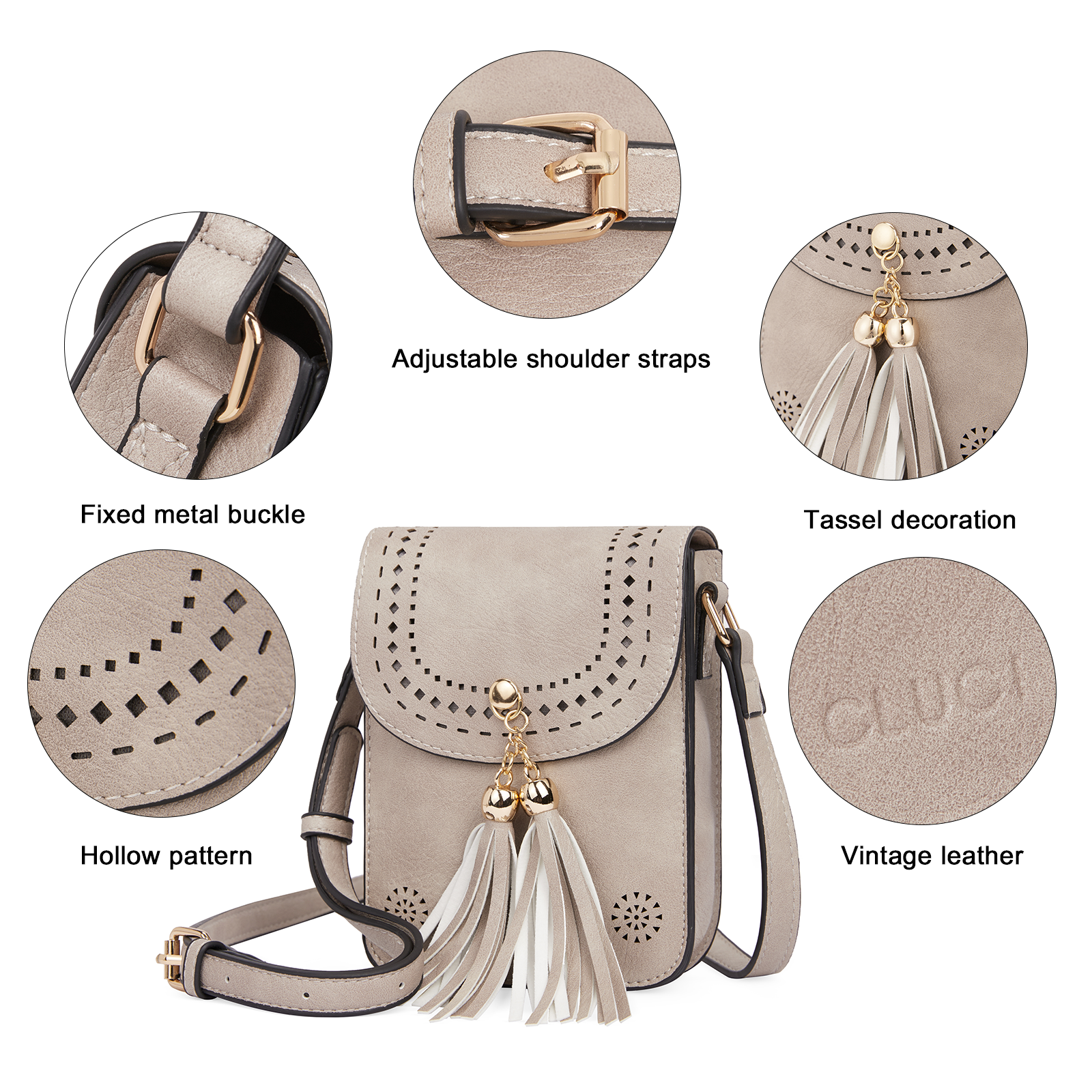 CLUCI Small Crossbody Bags for Women Trendy, Vegan Leather Cell Phone Purse Wallet with Tassel and Adjustable Strap