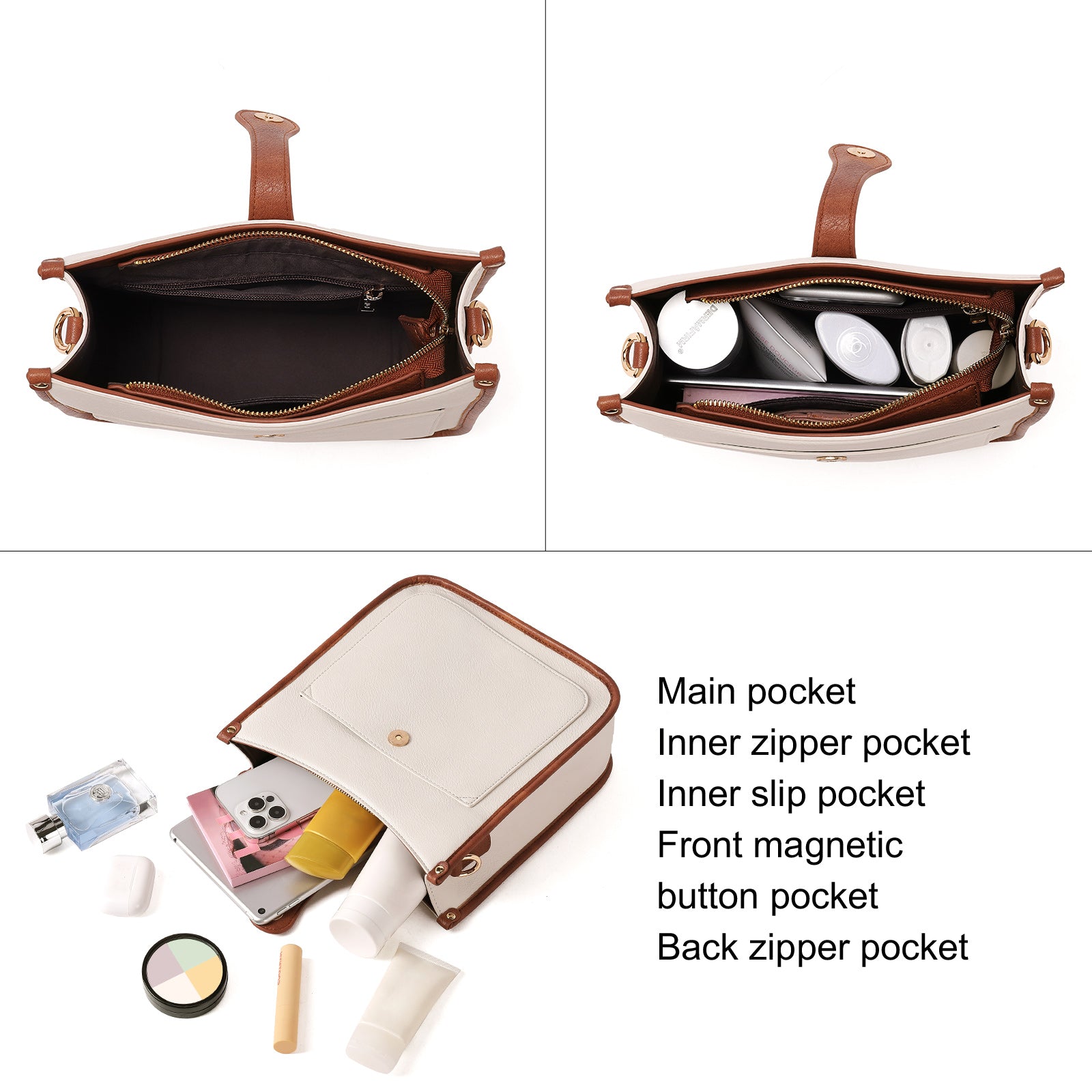 Crossbody Bags For Women Trendy Shoulder Bag Vegan Leather Purse with Two Straps