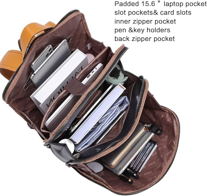 Koch Genuine Leather 15.6 Inch Laptop Backpack Purse For Women