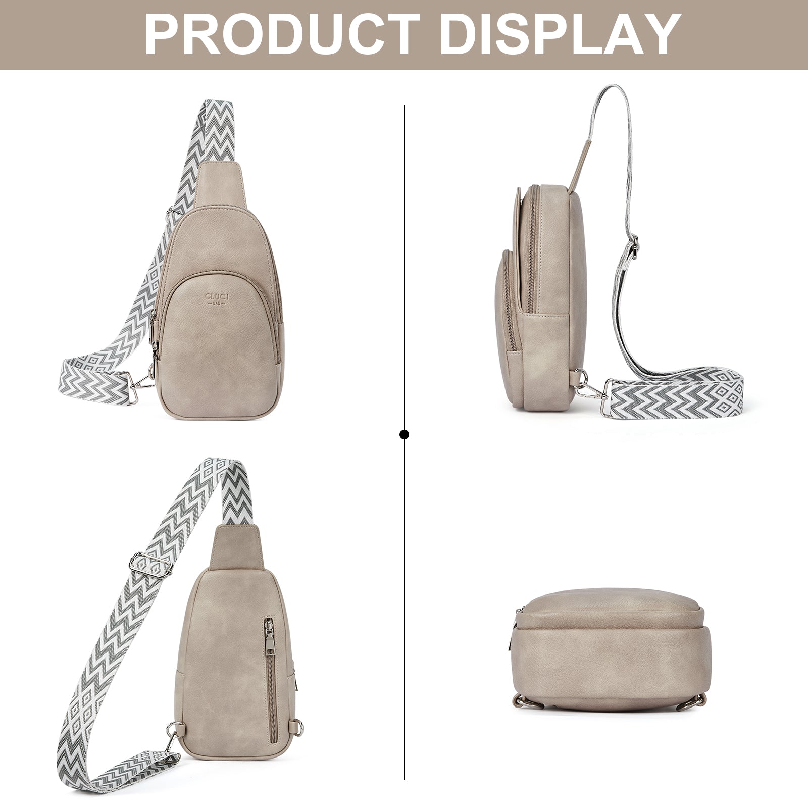 CLUCI Small PU Leather Sling Bag Crossbody Bag for Women Traveling Hiking Cycling
