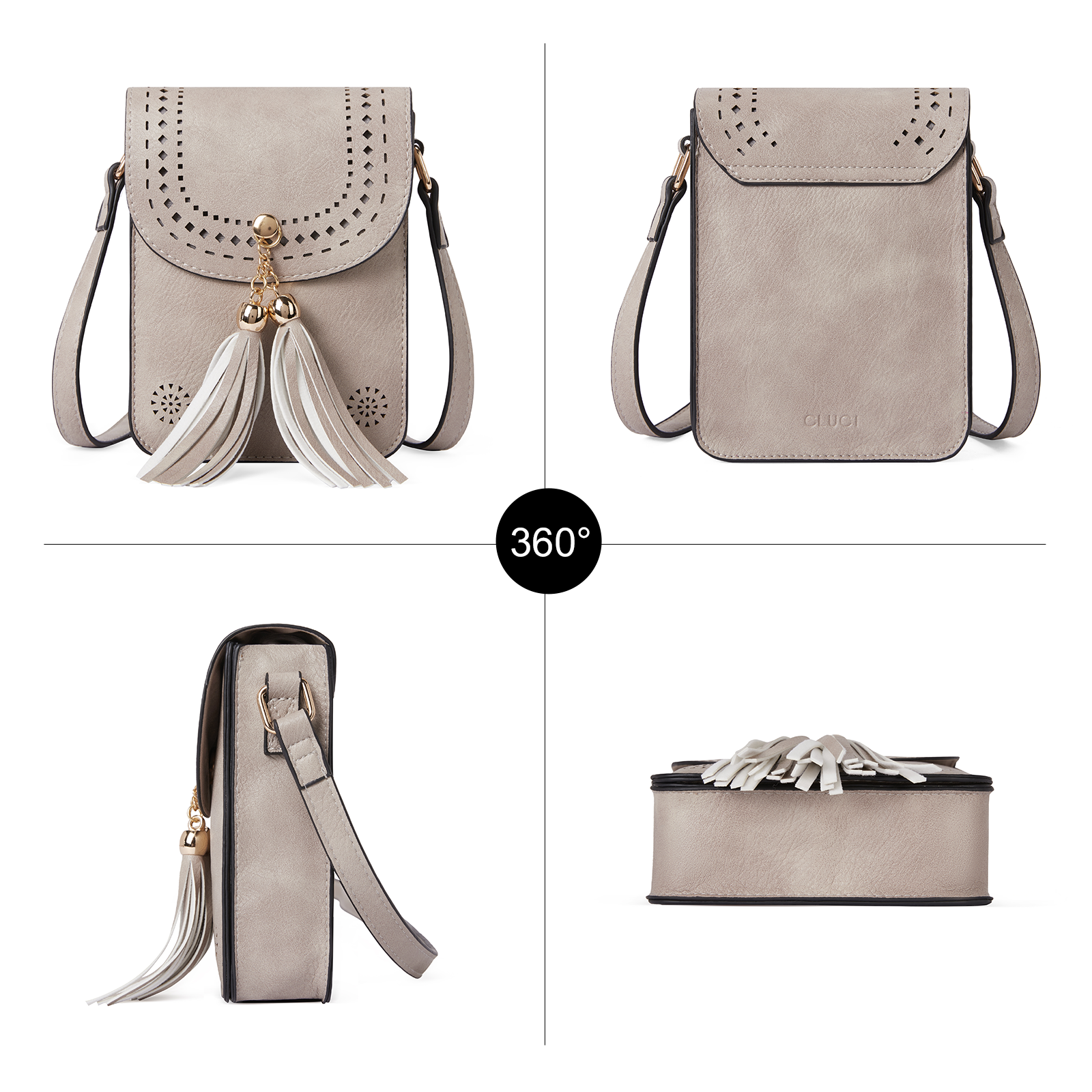 CLUCI Small Crossbody Bags for Women Trendy, Vegan Leather Cell Phone Purse Wallet with Tassel and Adjustable Strap