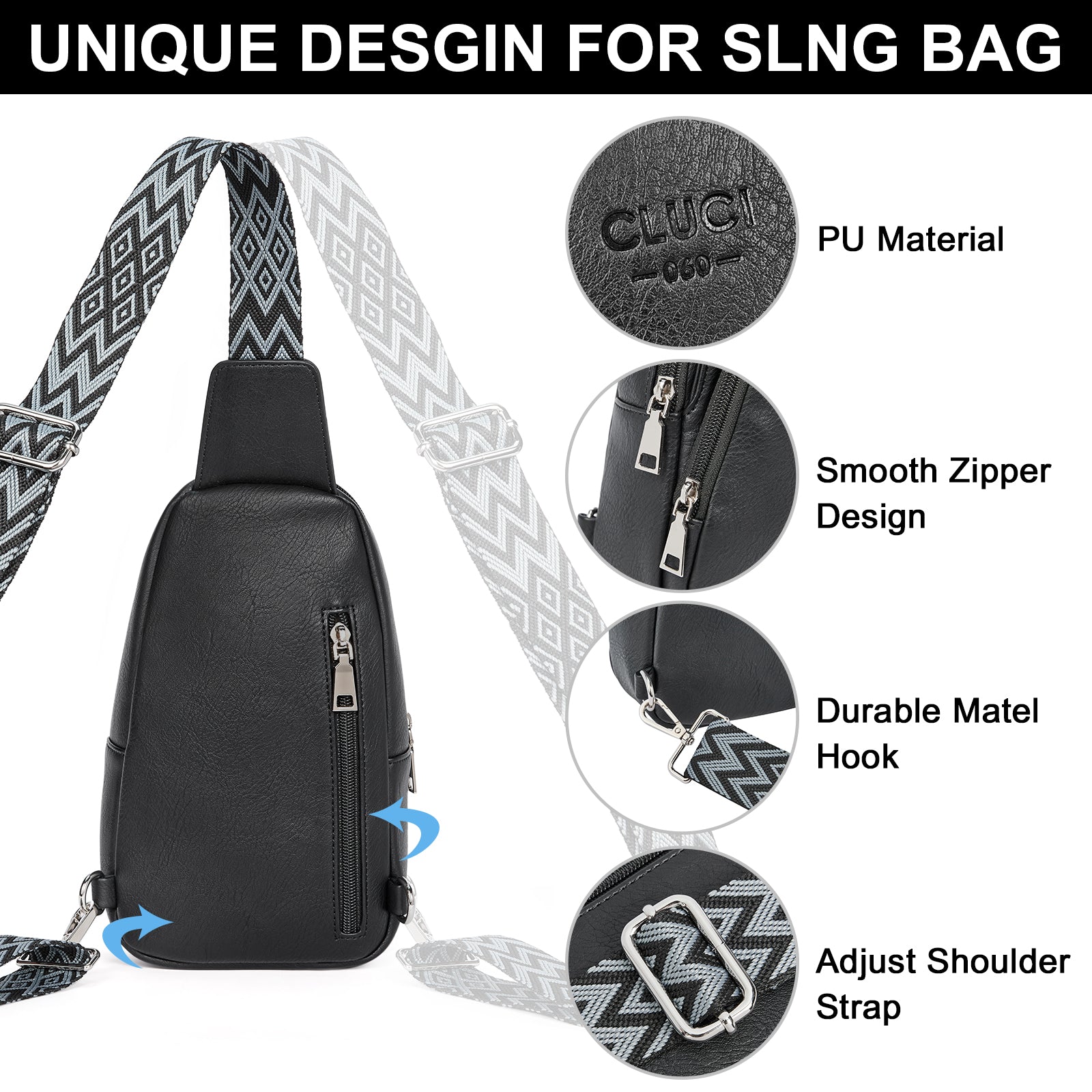 CLUCI Small PU Leather Sling Bag Crossbody Bag for Women Traveling Hiking Cycling