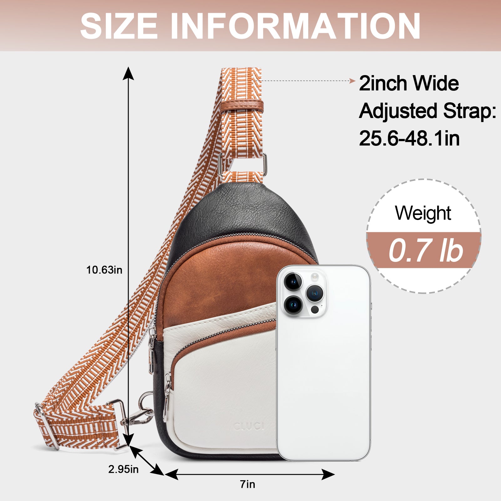 CLUCI Vegan Leather Sling Bag for Women Fanny Pack Crossbody Bags Chest Bag With Guitar Strap