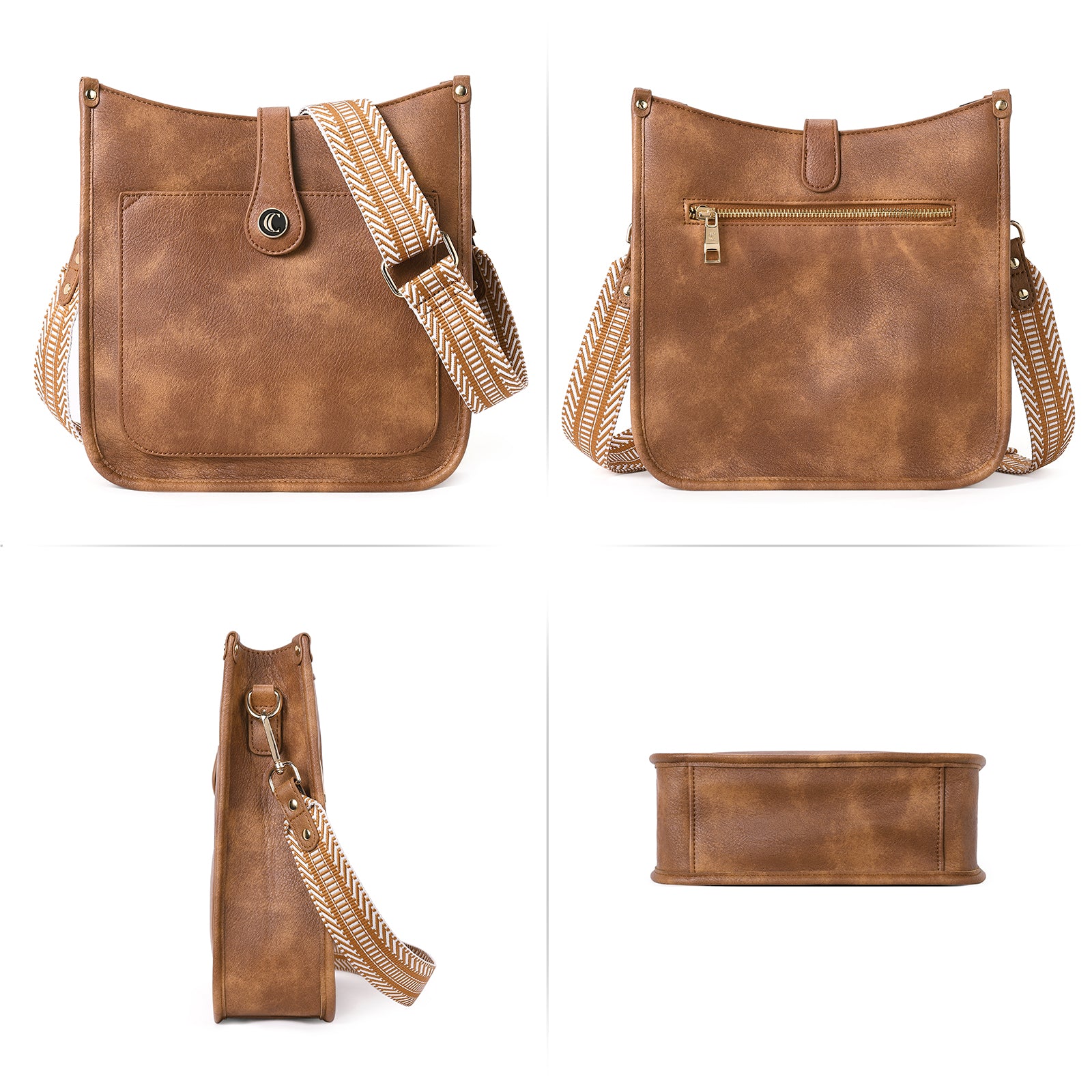Crossbody Bags For Women Trendy Shoulder Bag Vegan Leather Purse with Two Straps