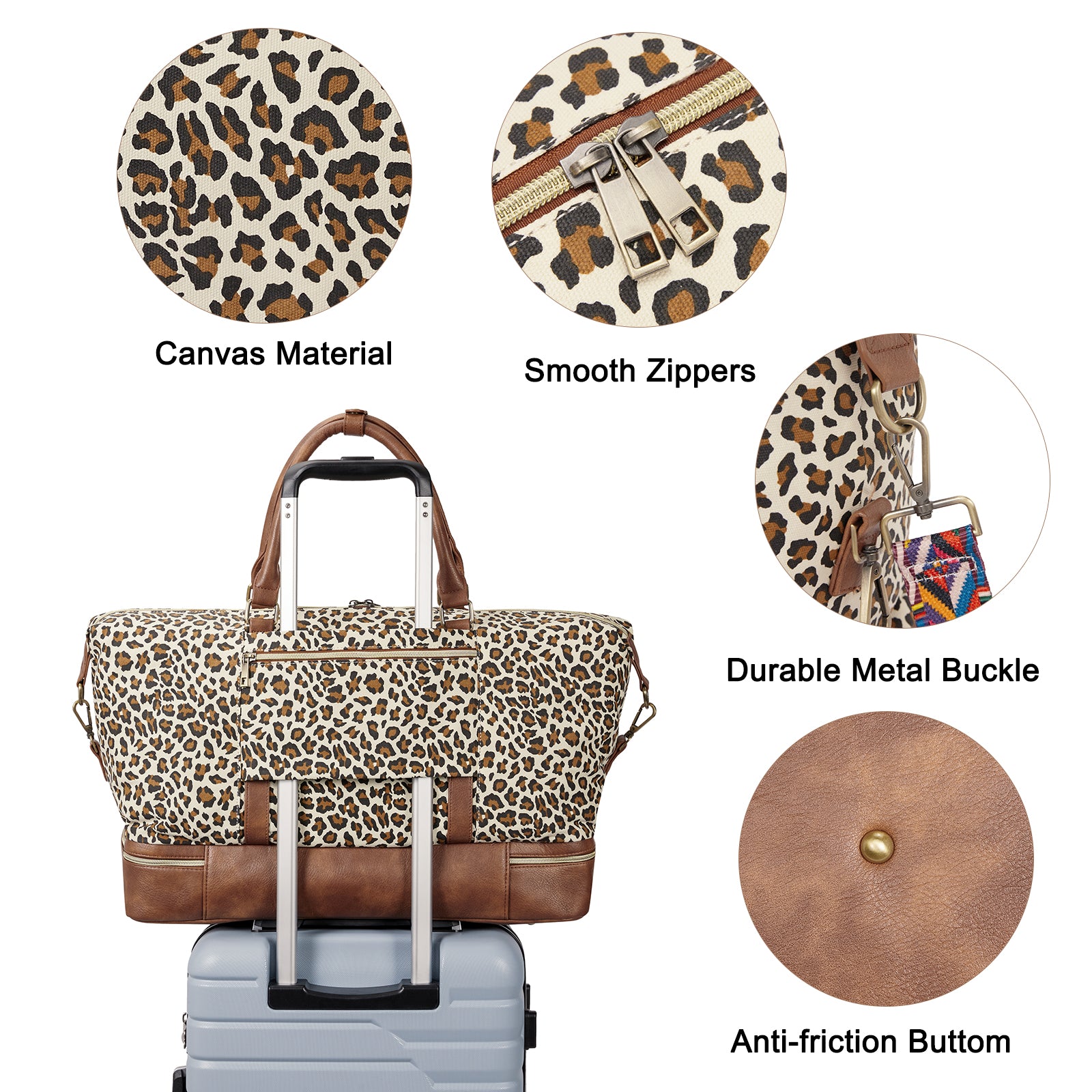 CLUCI Weekend Bags Travel Canvas Carry on Bags for Airplanes Travel Bags with Shoe Compartment