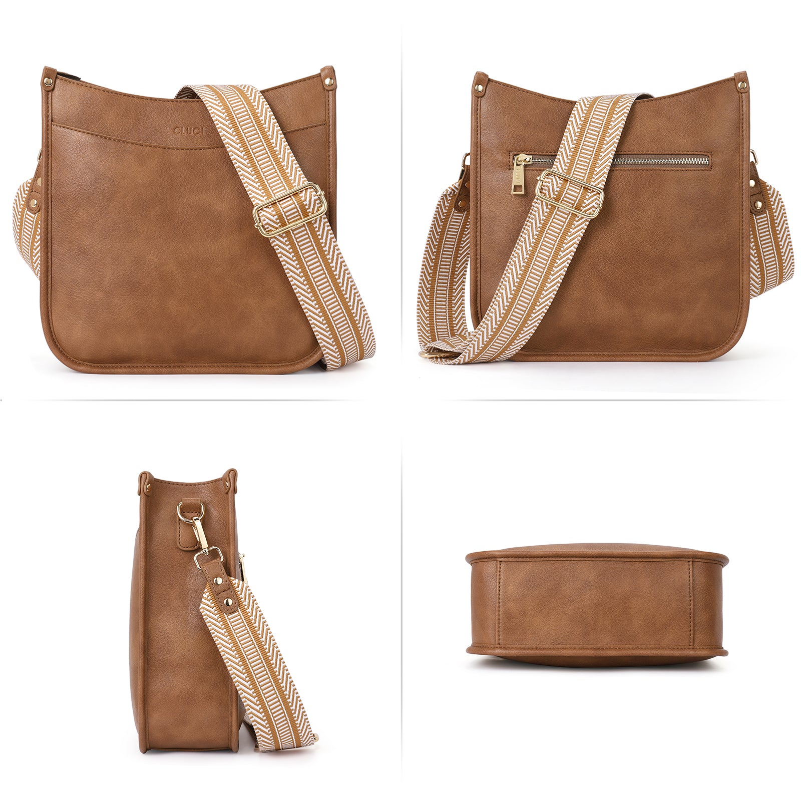 Stylish 2pcs Medium Hobo handbag and Crossbody Bag with 2 Adjust Guitar Strap