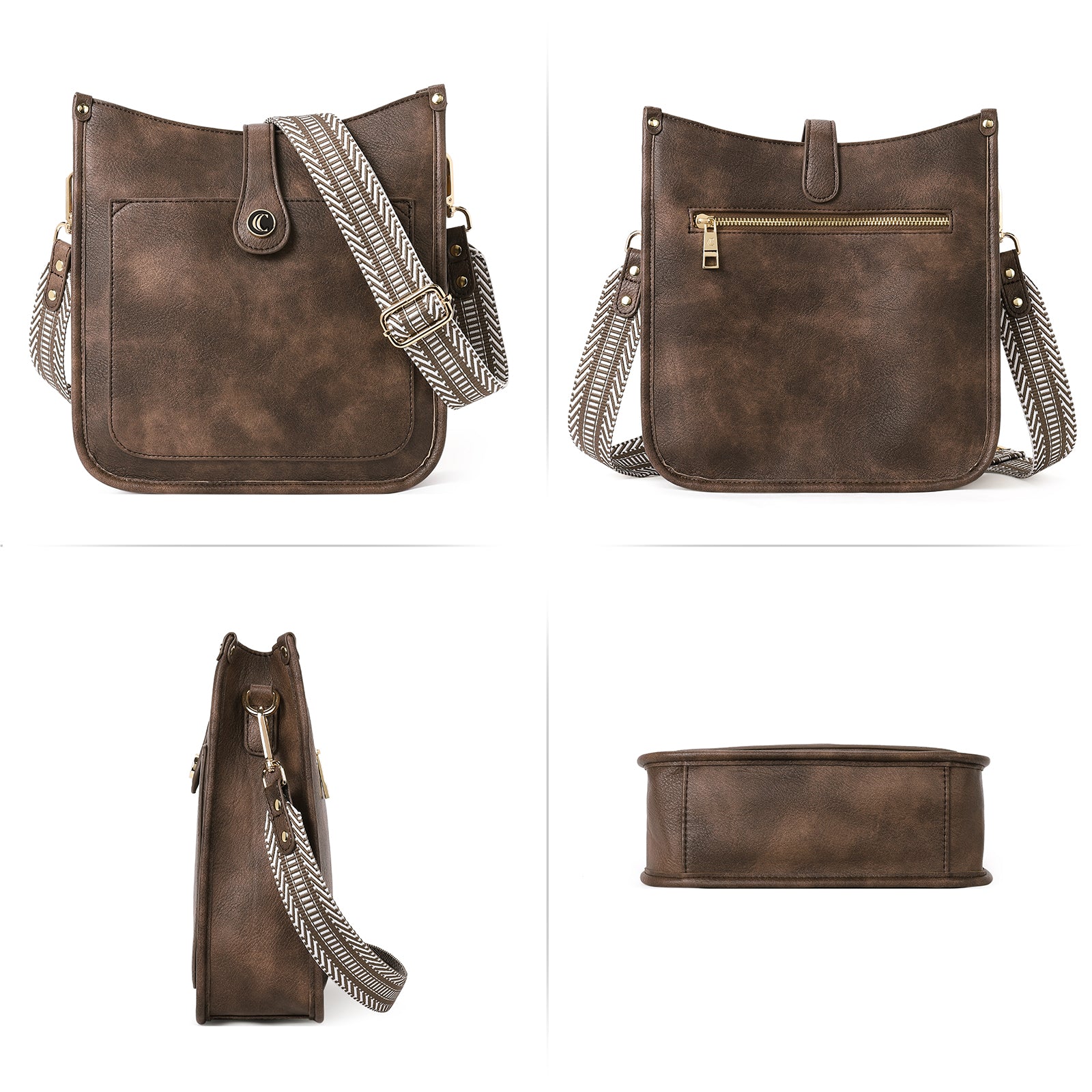 Crossbody Bags For Women Trendy Shoulder Bag Vegan Leather Purse with Two Straps