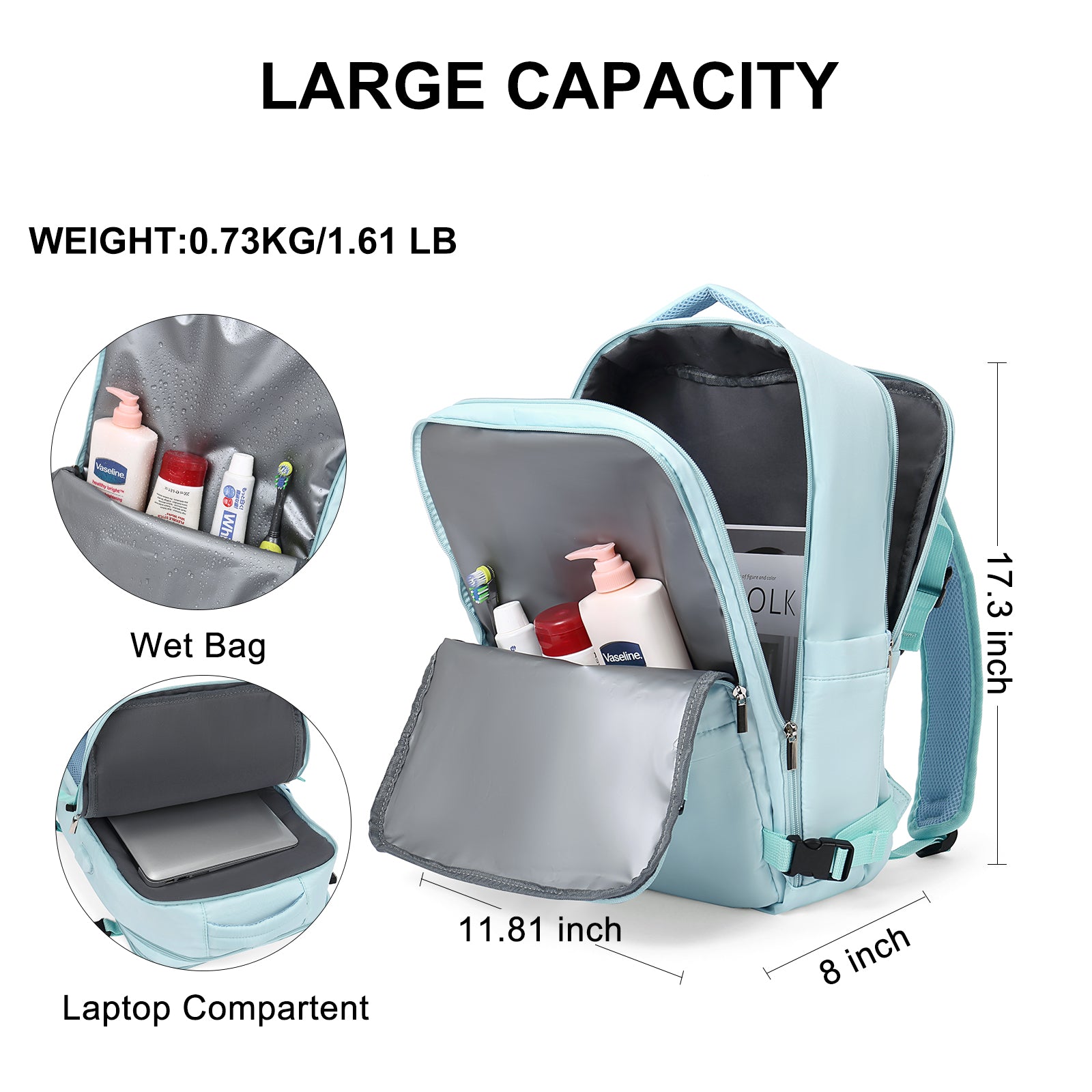 CLUCI Travel Backpack 15.6 Inch College Laptop Backpack with USB Charging Port,Carry on Backpack for Airplanes
