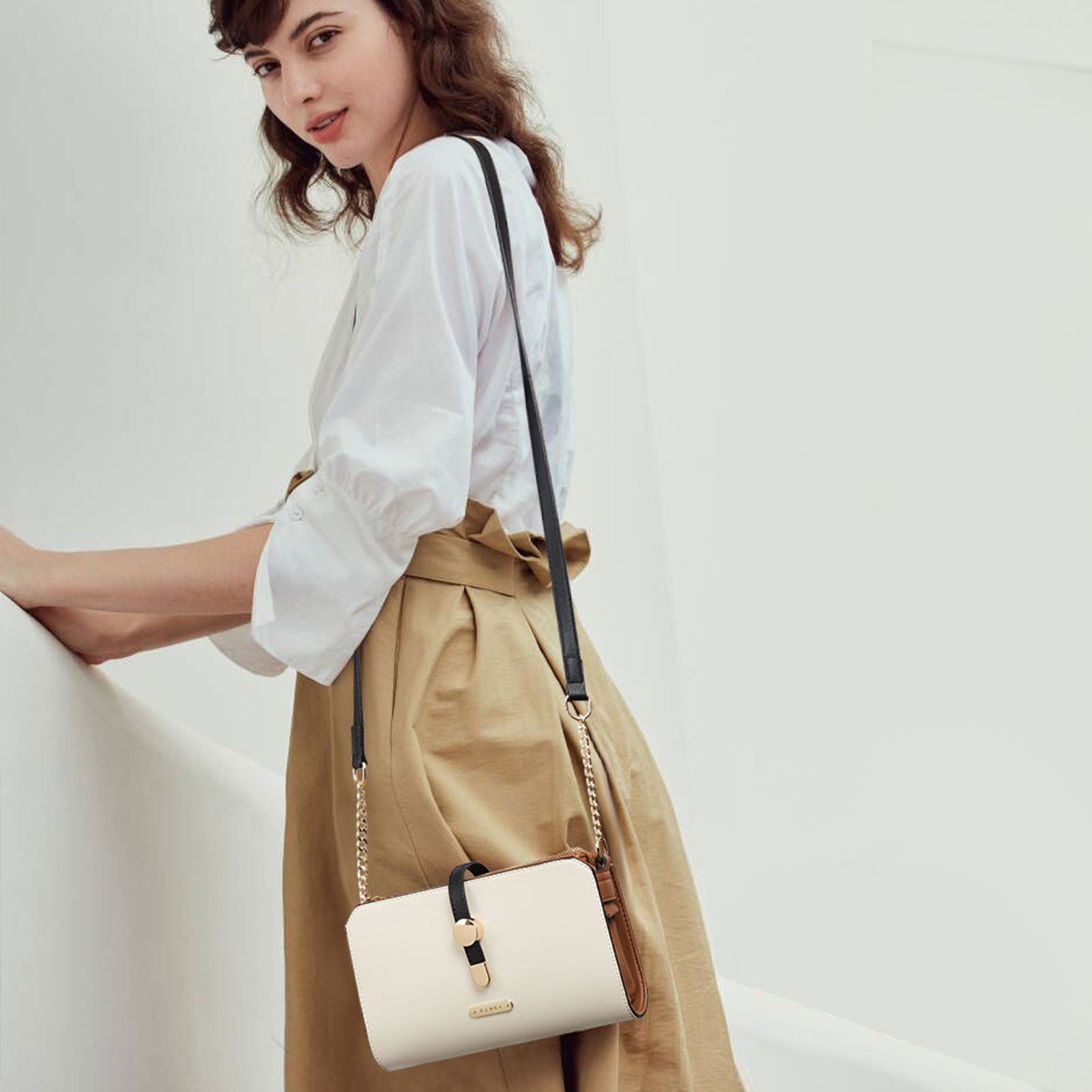 CLUCI Leather Crossbody Bags for Women Small Vintage Shoulder Purses Fashion Travel Bag with Adjustable Strap