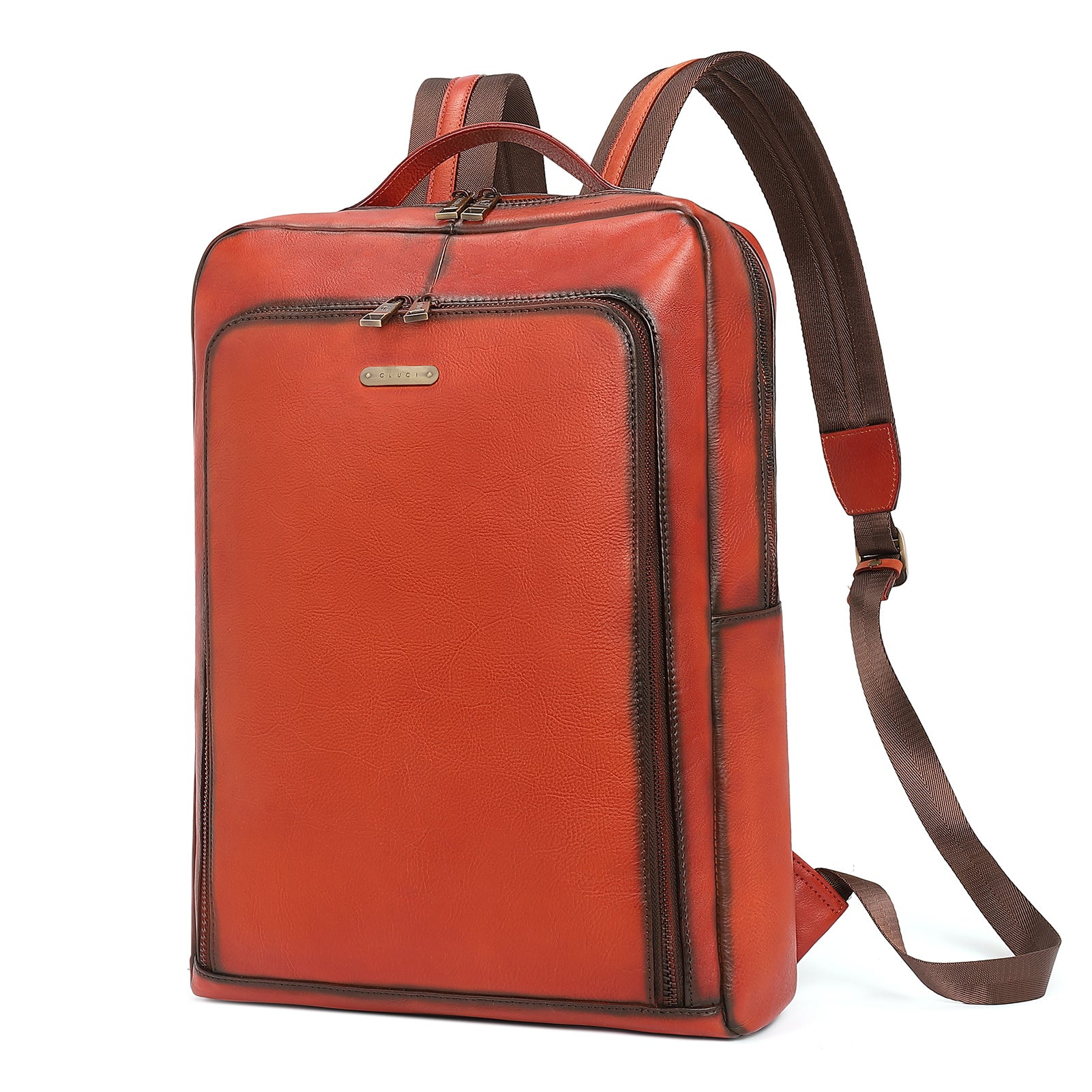 CLUCI Genuine Leather Laptop Backpack for Women 15.6 inch Computer Bag