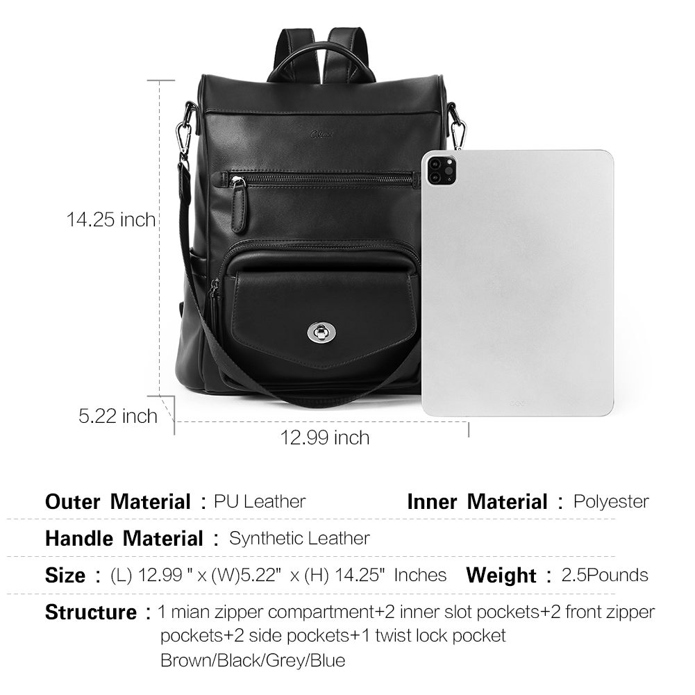 Greene Anti-Theft Vegan Leather Laptop Backpack Women's