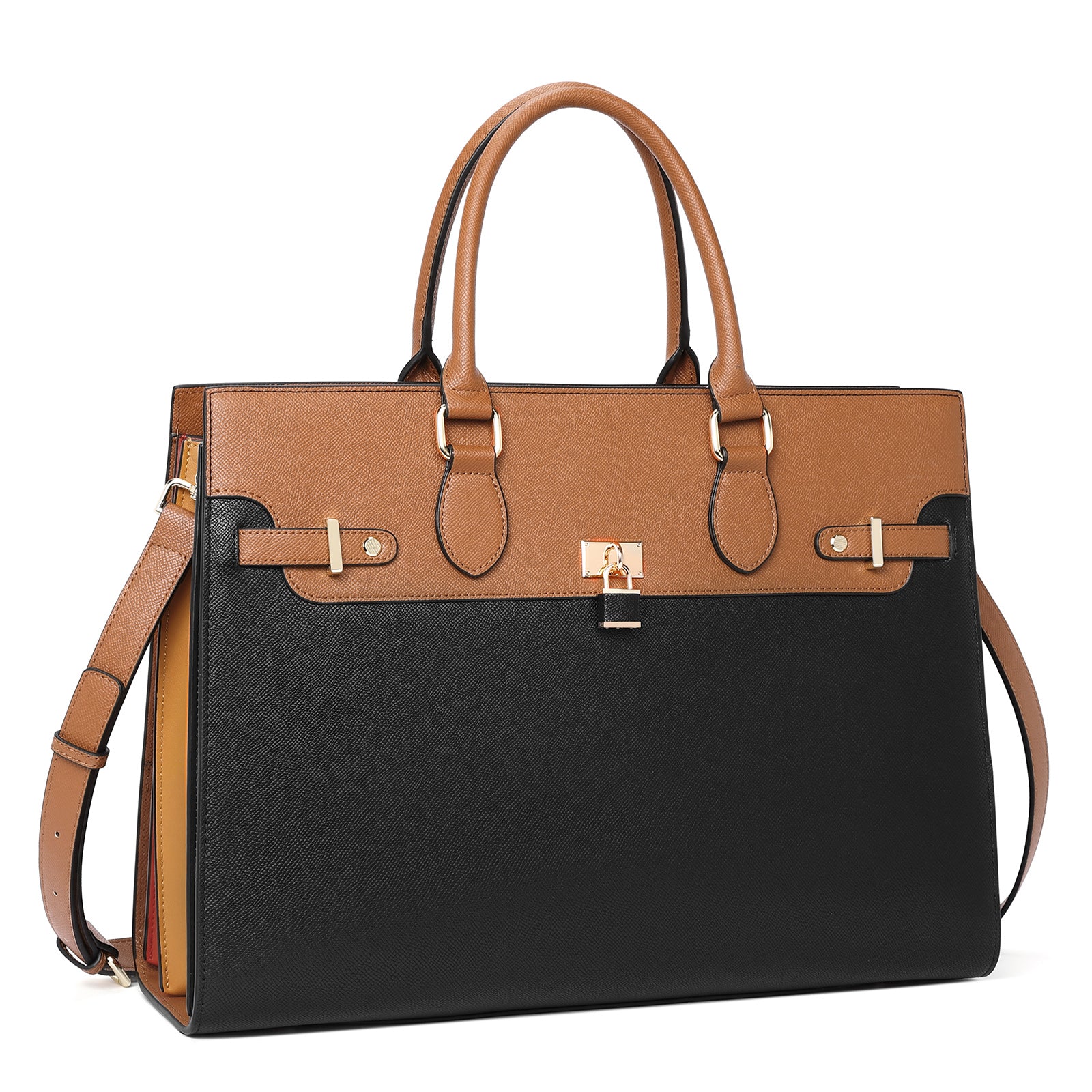 CLUCI Leather Briefcase for Women 15.6" Large Laptop Bag Computer Shoulder Bag Napa Pattern