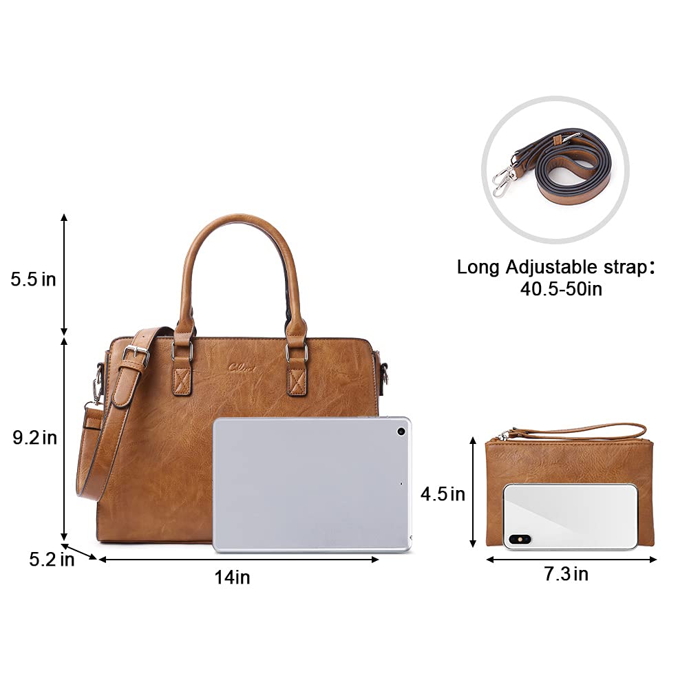 CLUCI Purses and Handbags for Women Vegan Leather Tote Bag Ladies Satchel with Clutch Set 2pcs