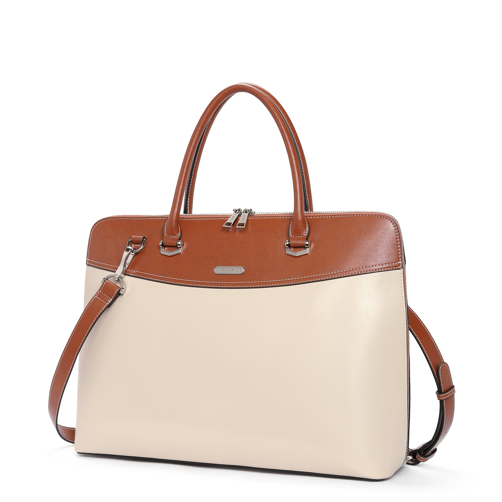 Claire Large Senior Leather Color Blocking Briefcase For Women