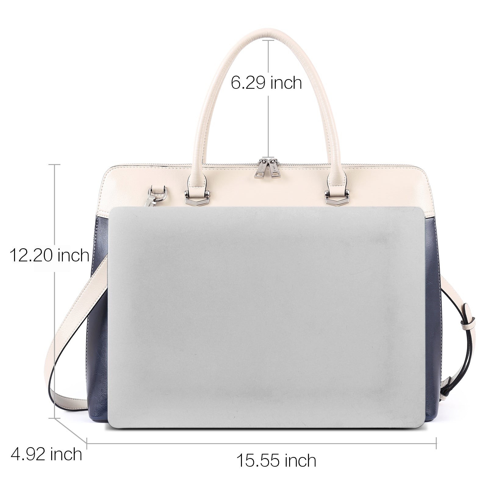 Claire Large Senior Leather Color Blocking Briefcase For Women