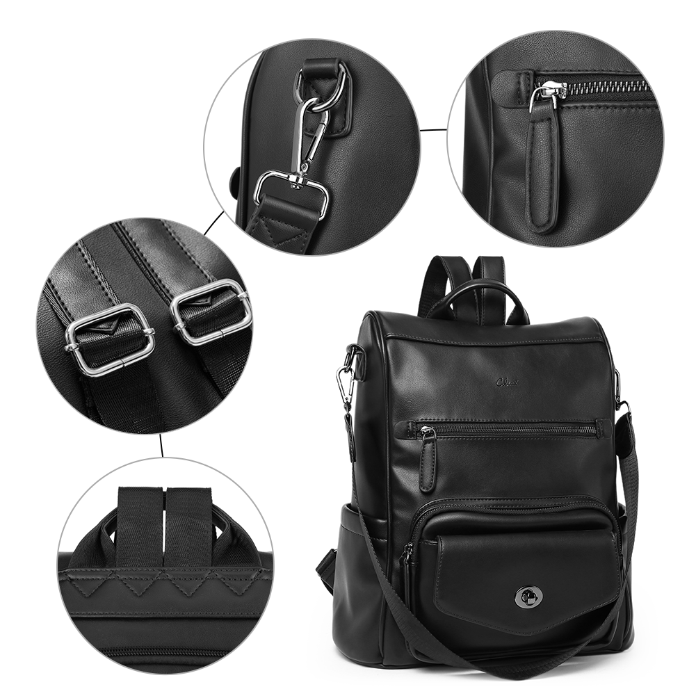 Greene Anti-Theft Vegan Leather Laptop Backpack Women's
