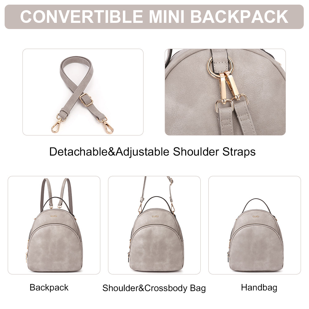 Garbutt Convertible Vegan Leather Mini Backpack Purse For Women