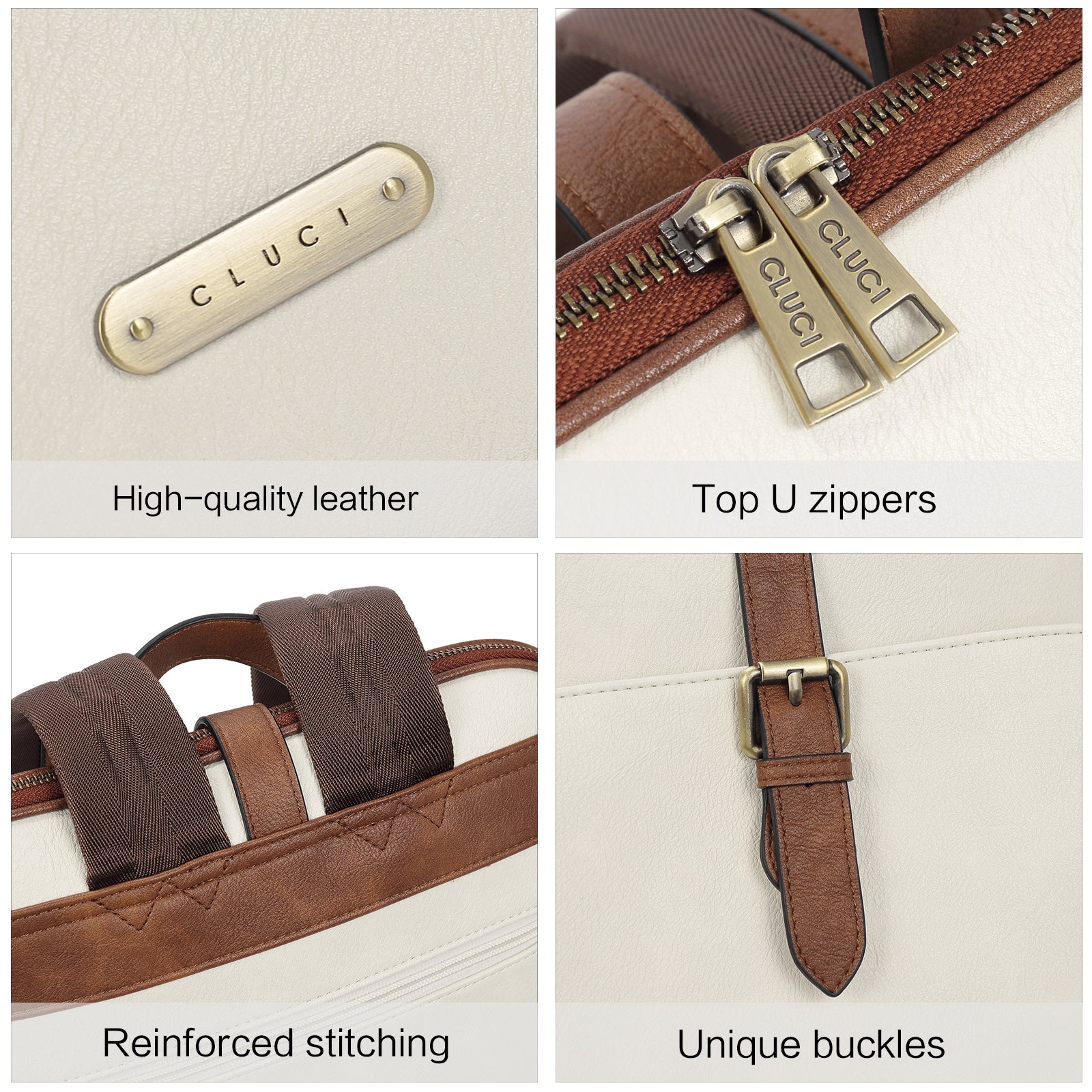 CLUCI Leather 15.6 inch Laptop Backpack Purse for Women Stylish Laptop Bag Work Computer Backpack College Bookbag