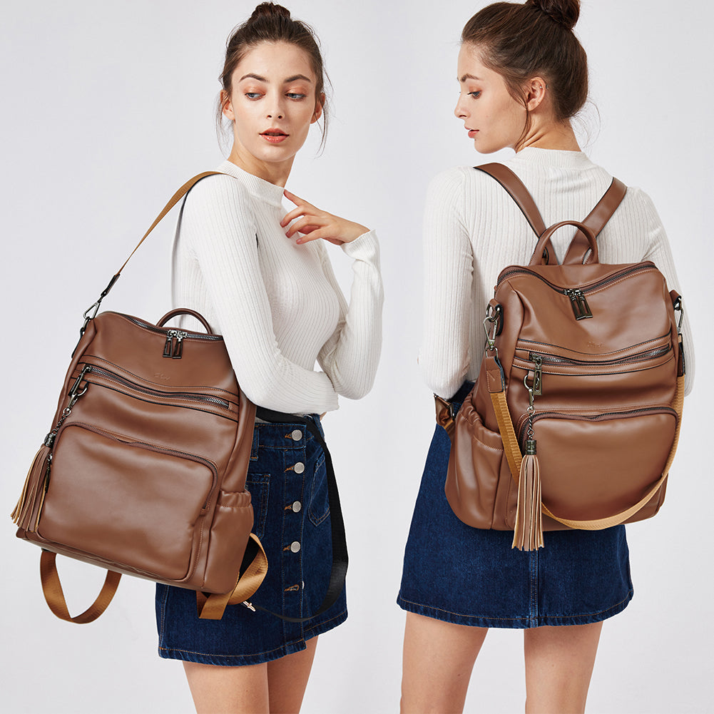 Greene Luxury Vintage Women's Leather Backpack Purse For Commuting
