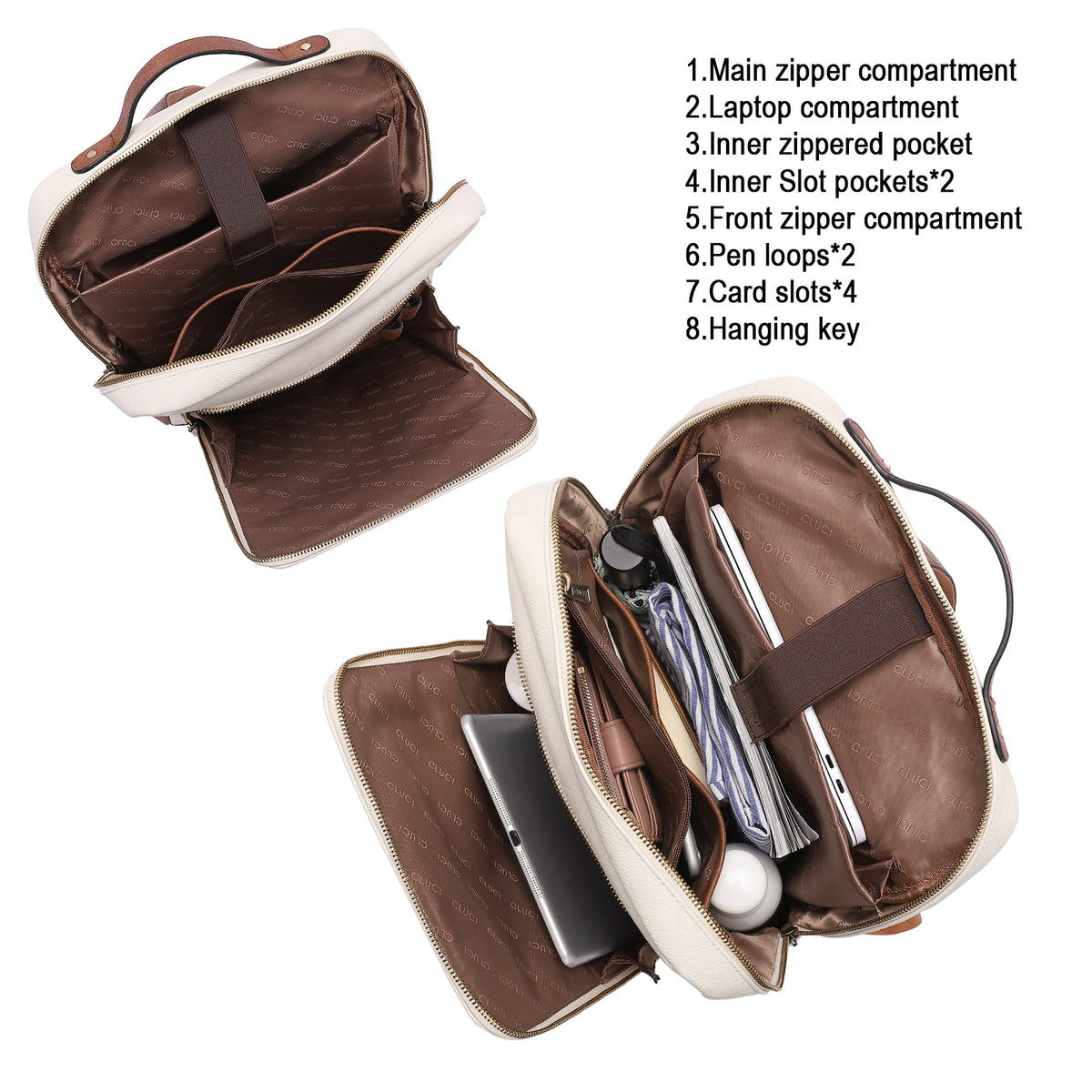 CLUCI Leather Laptop Backpack for Women 15.6 inch Computer Bag Large T