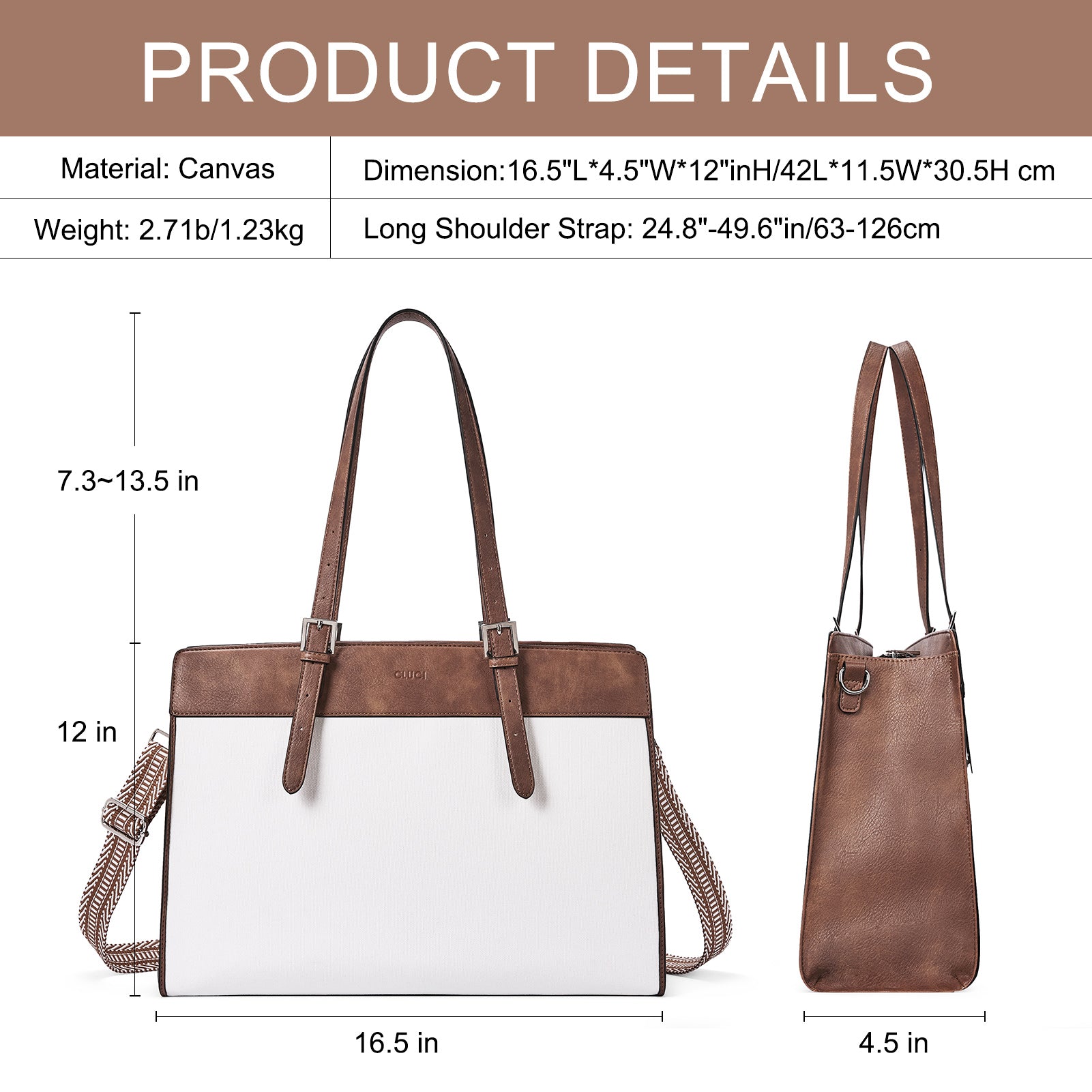 CLUCI Laptop Tote Bag for women 15.6 inch Canvas Work Handbag Large Women's briefcase Office Shoulder Bag