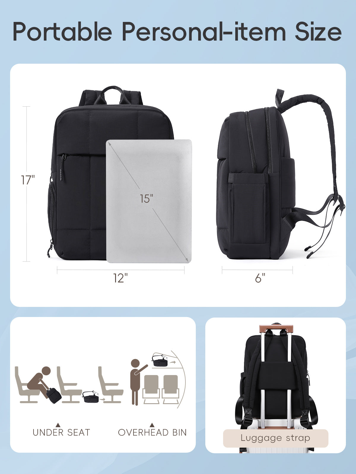 Lightweight Puffy Gym Backpack | 15.6 inch Laptop Backpack