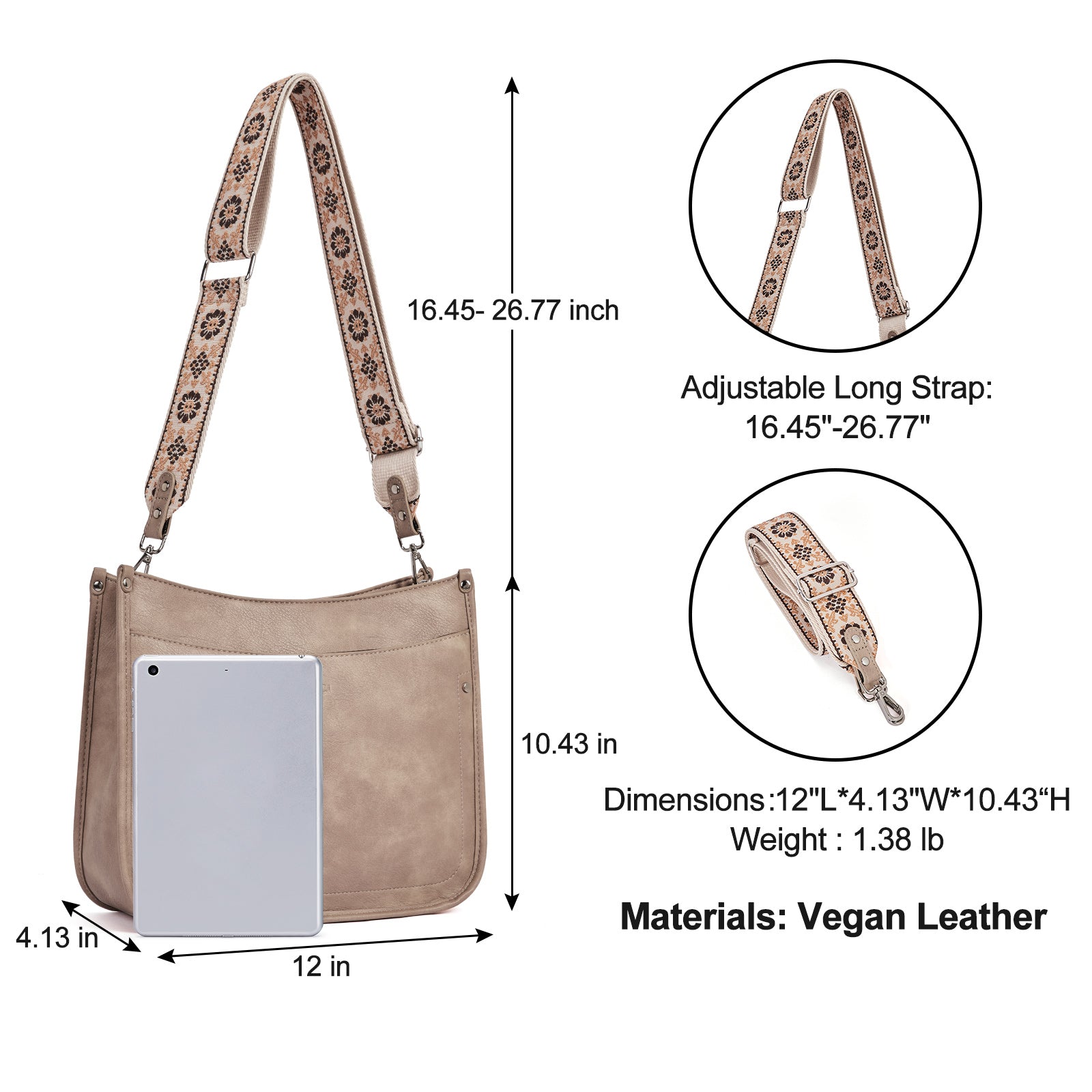 Crossbody Bags for Women With 2 Adjustable Guitar Straps Shoulder Bucket Bags