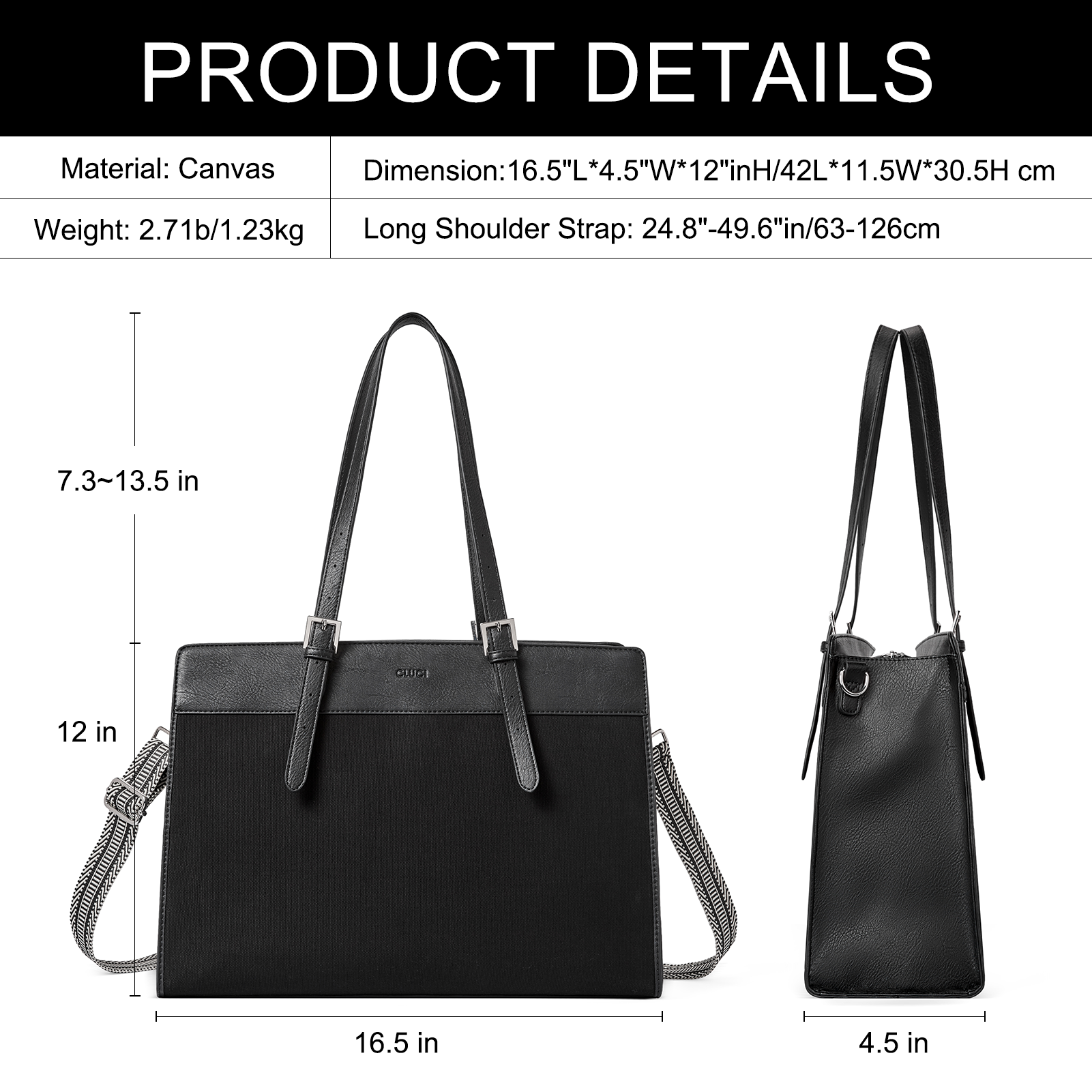 CLUCI Laptop Tote Bag for women 15.6 inch Canvas Work Handbag Large Women's briefcase Office Shoulder Bag