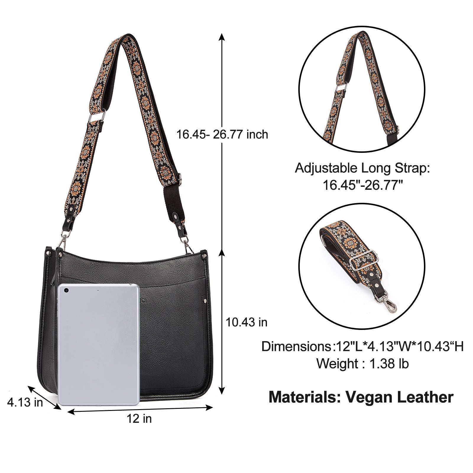 Crossbody Bags for Women With 2 Adjustable Guitar Straps Shoulder Bucket Bags