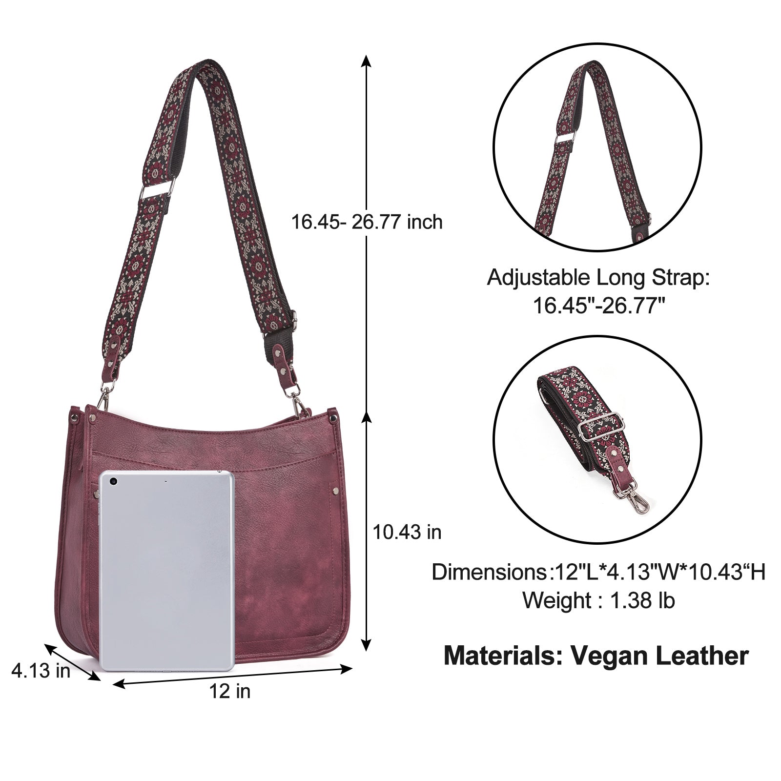 Crossbody Bags for Women With 2 Adjustable Guitar Straps Shoulder Bucket Bags