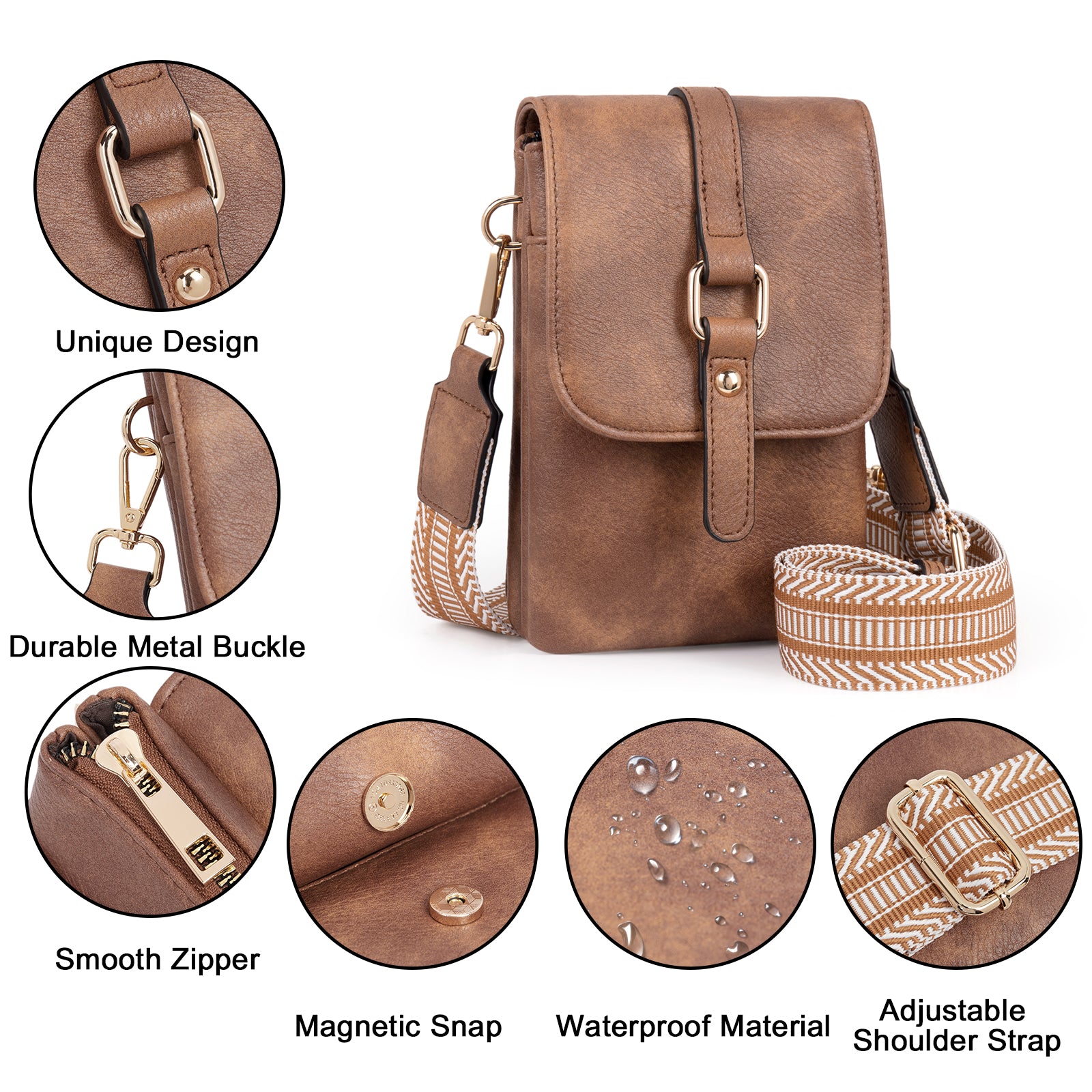 CLUCI Small Crossbody Bags for Women Trendy Leather Cell Phone Shoulder Purses with Adjustable Strap