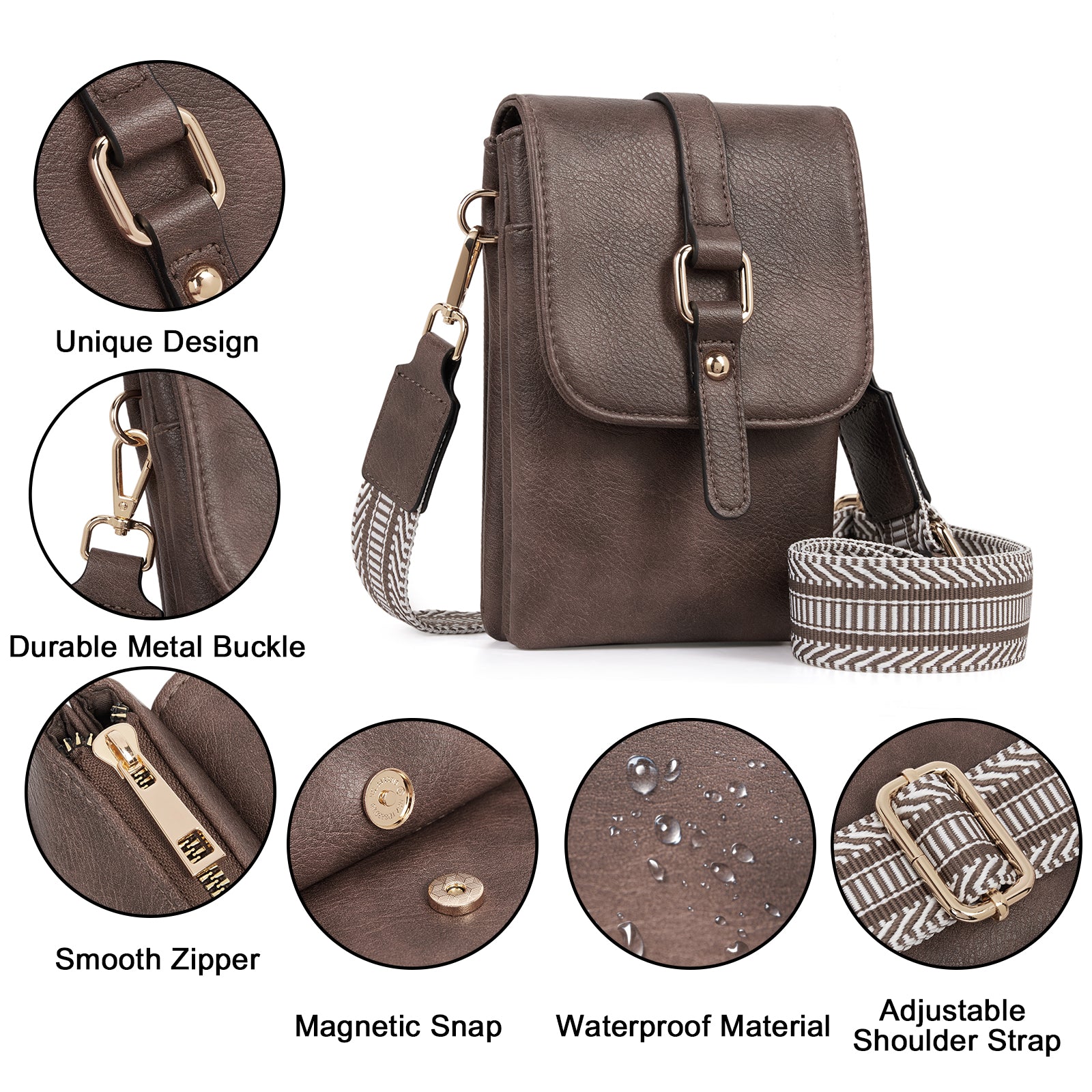 CLUCI Small Crossbody Bags for Women Trendy Leather Cell Phone Shoulder Purses with Adjustable Strap