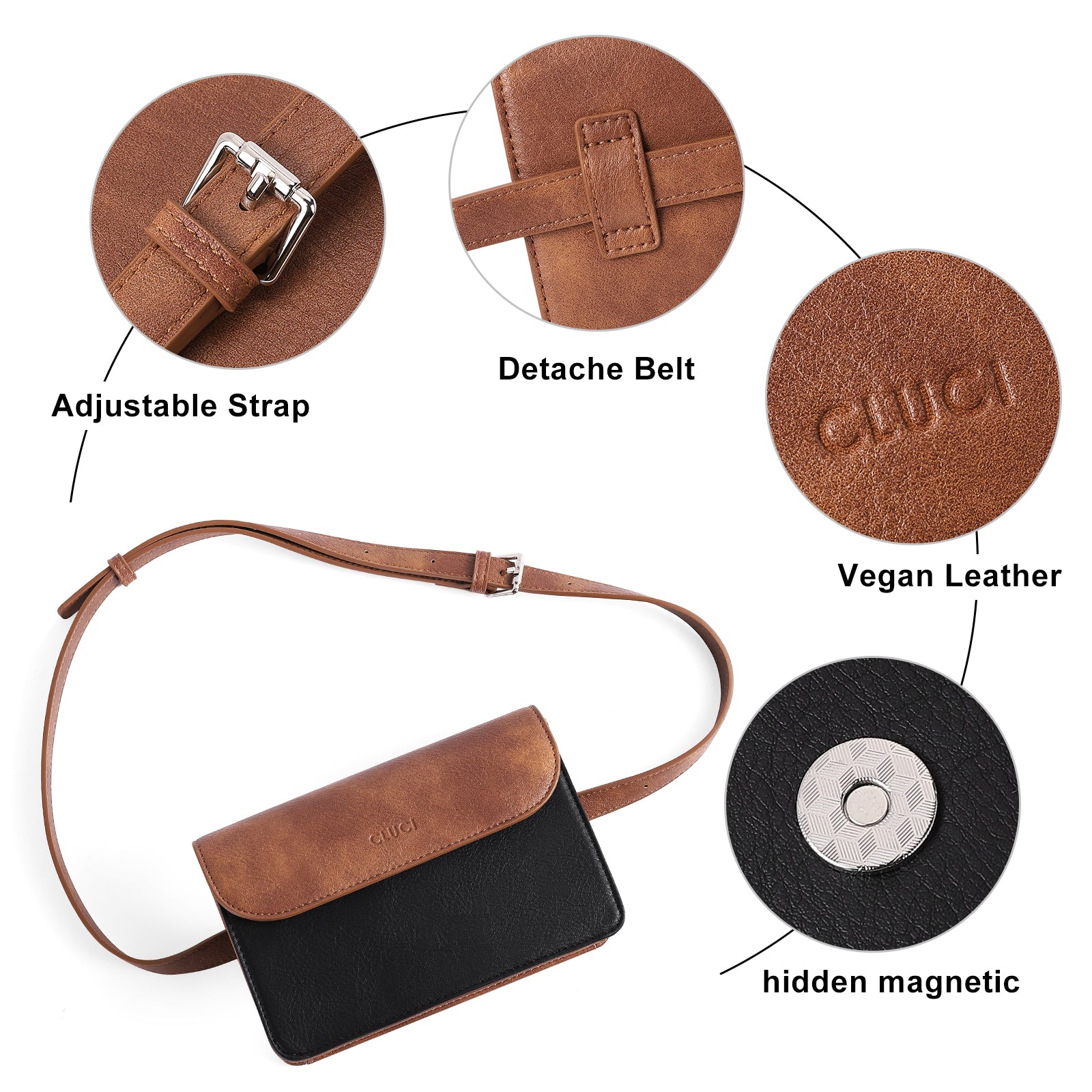 CLUCI Fanny Packs Crossbody Belt Bag Fashion Waist Bag with Adjustable