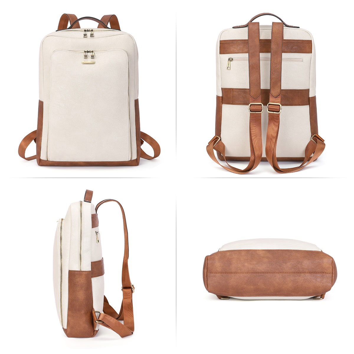 CLUCI Leather Laptop Backpack for Women 15.6 inch Computer Bag Large T