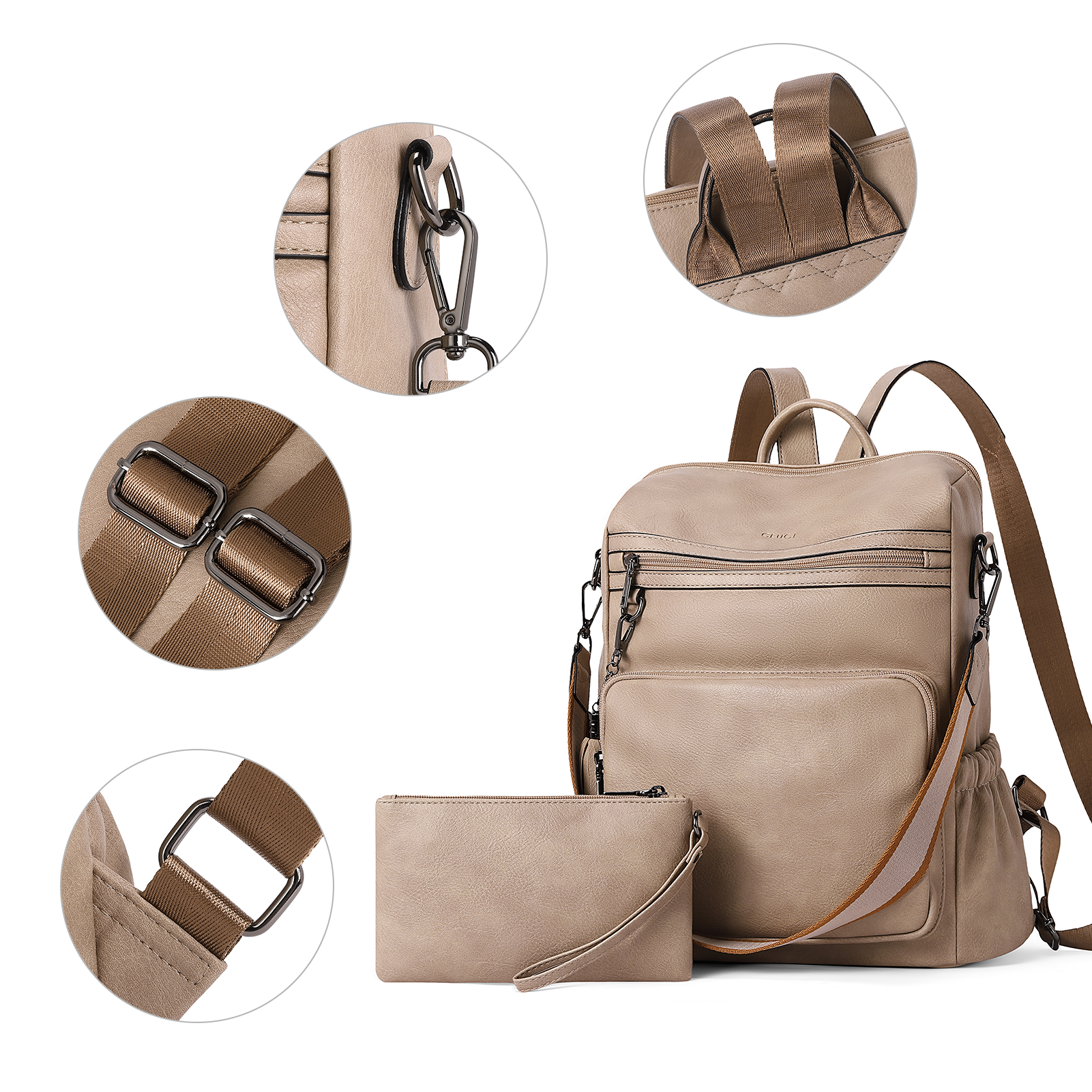 BROMEN Backpack Purse for Women Leather Anti-theft Travel Backpack Fashion  College Shoulder Handbag, Color - Black/Brown