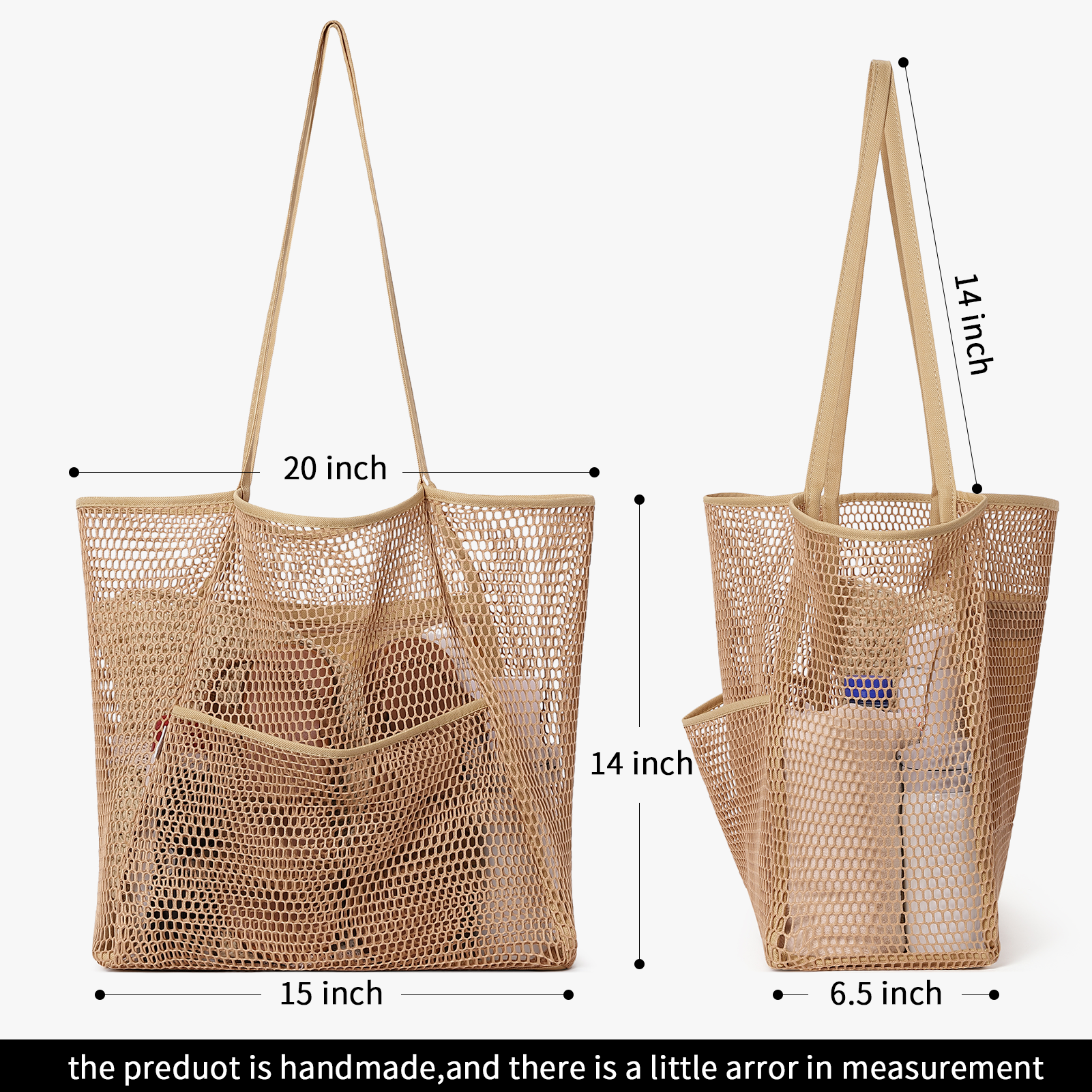 CLUCI Mesh Tote Bag Beach Tote Bag Essentials For Women Shoulder Handbags