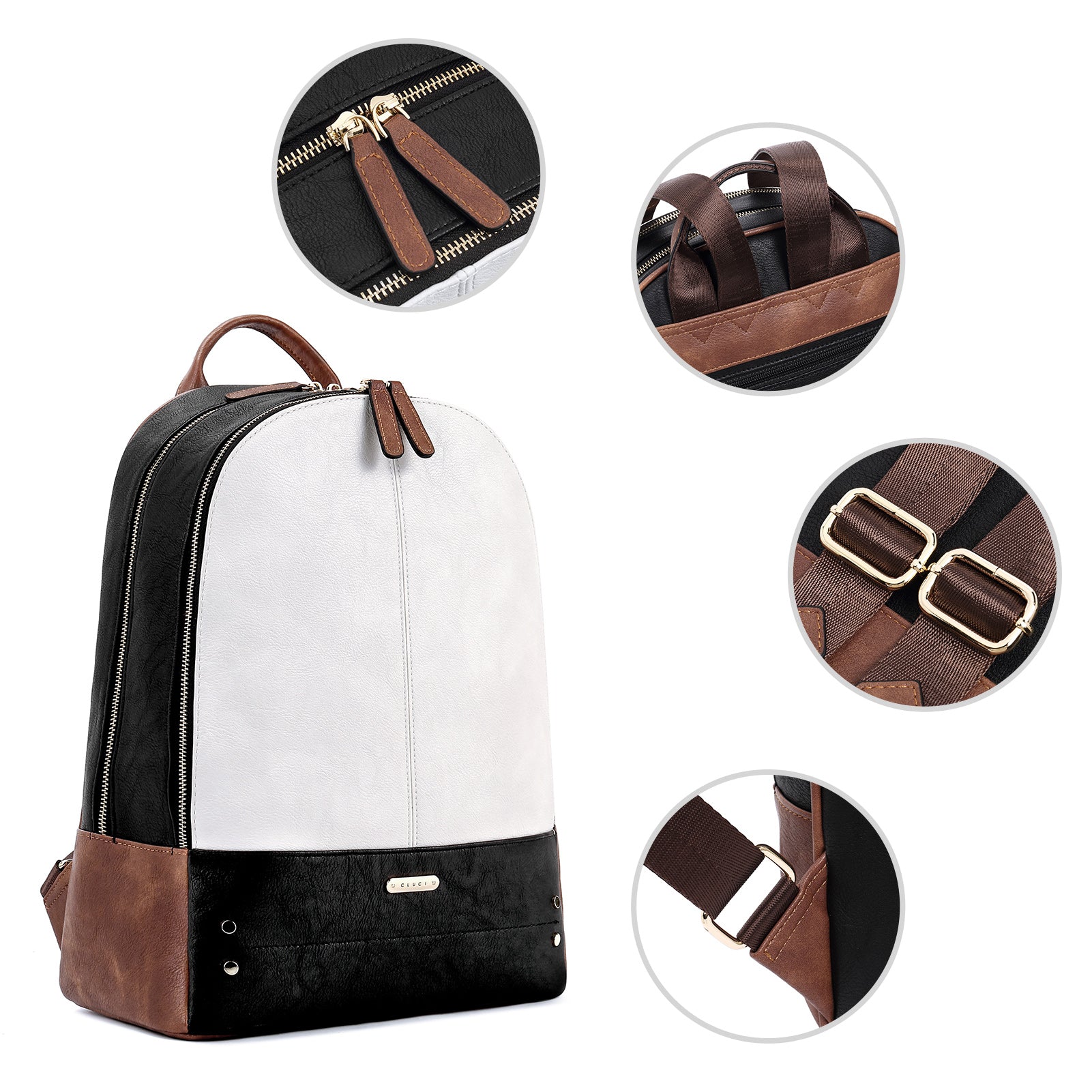 CLUCI Laptop Backpack for Women Leather 15.6 inch Computer Backpack Travel Business Vintage Large College Bag