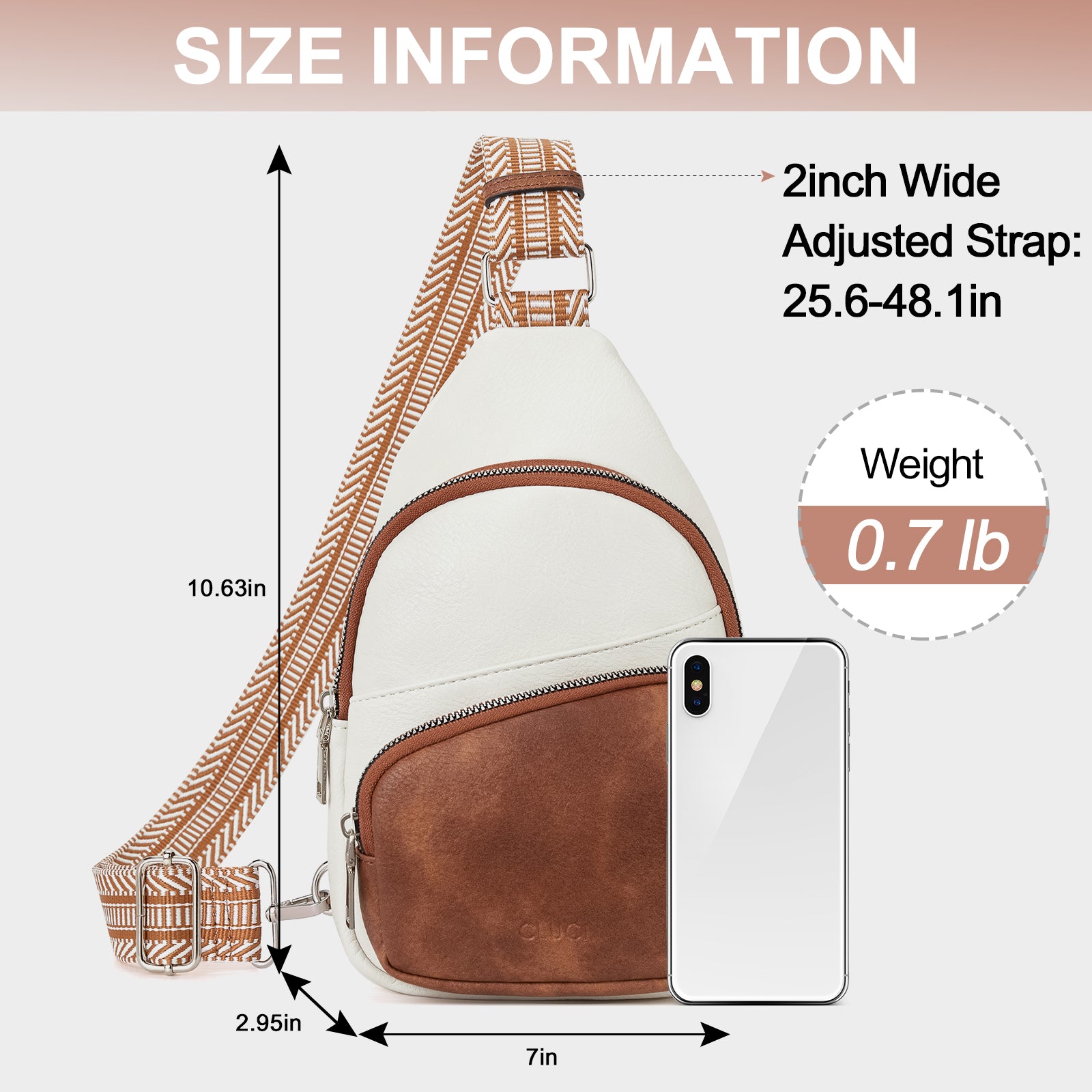 CLUCI Vegan Leather Sling Bag for Women Fanny Pack Crossbody Bags Chest Bag With Guitar Strap